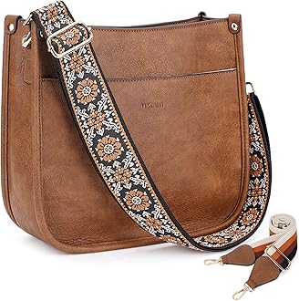 Crossbody Bags for Women Trendy Vegan Leather Hobo Handbags With 2PCS Adjustable Guitar Strap Shoulder Bucket Bags