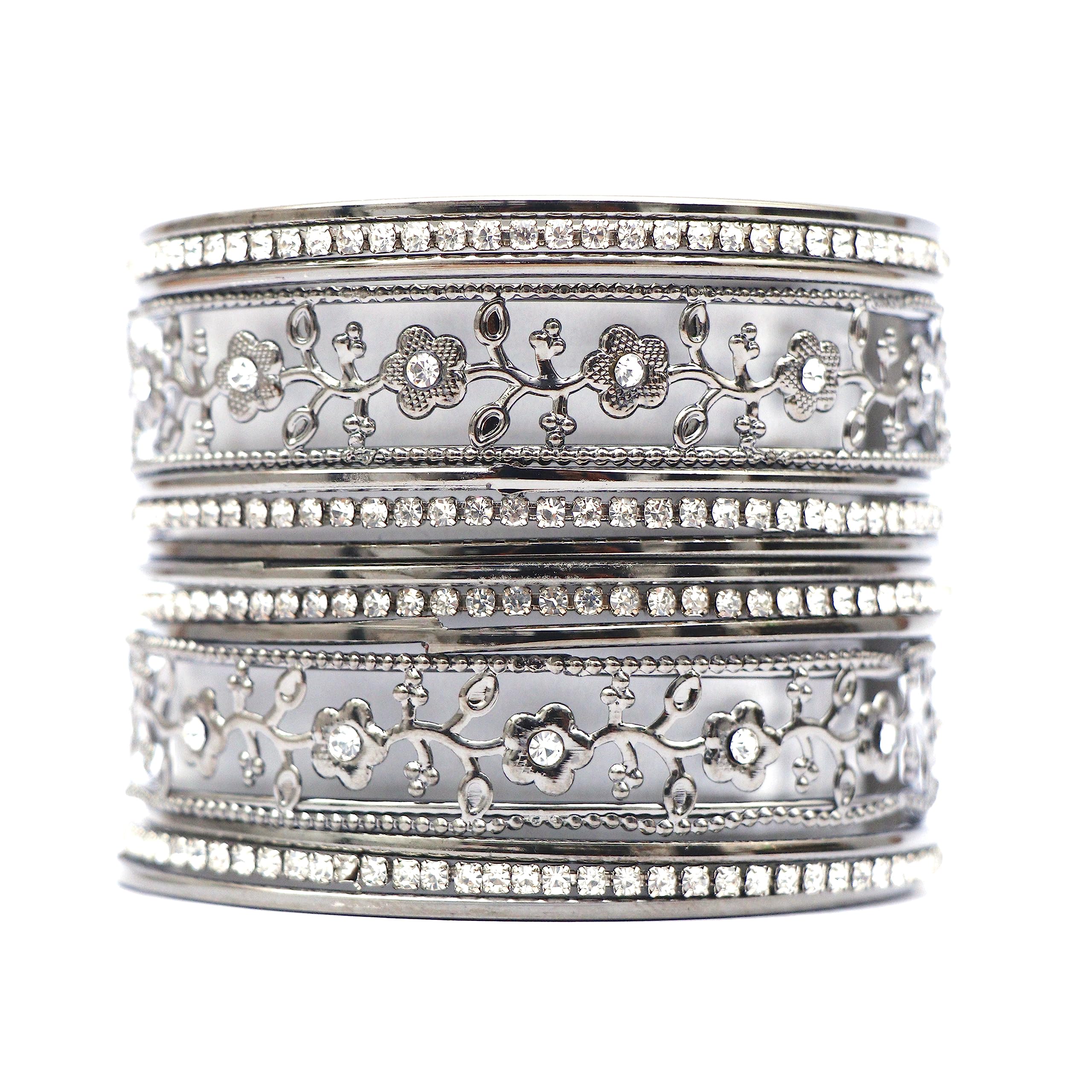 See full amazon price history chart for Honbon Traditional Beautiful Flower Design With Zircon Gemstone studded Glossy Finished Metal Chudi/Bangle Set for Women & Girls Set of 1 (Silver color Bangle Set, 2.8) Honbon Traditional Beautiful Flower Design With Zircon Gemstone studded Glossy Finished Metal Chudi/Bangle Set for Women & Girls Set of 1 (Silver color Bangle Set, 2.8) (B0C9X1Z1MS) Amazon Price History, Amazon Price Tracker