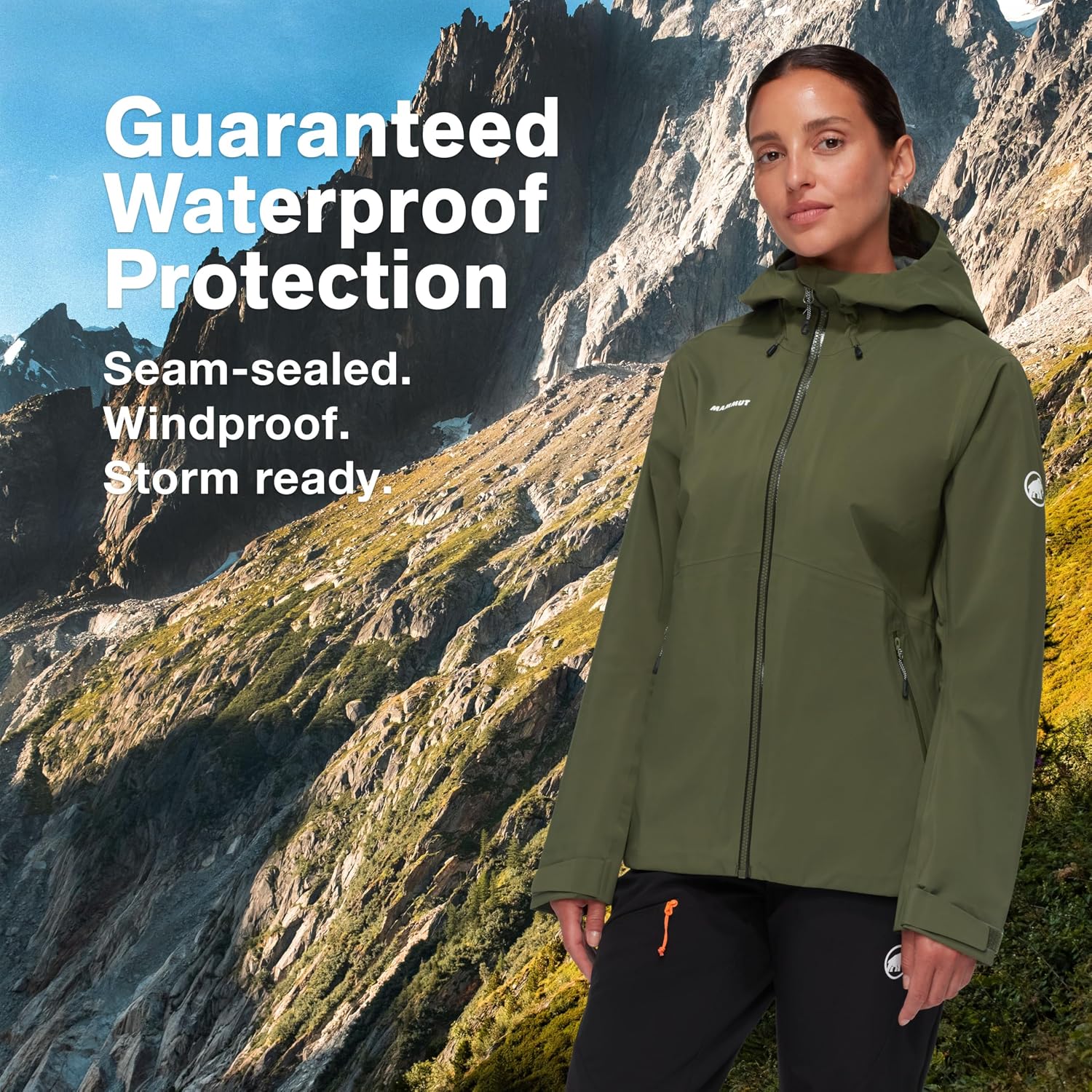 Mammut Womens Outdoor Hardshell Hooded Jacket, Waterproof and Breathable Rain Shell for Hiking and Everyday