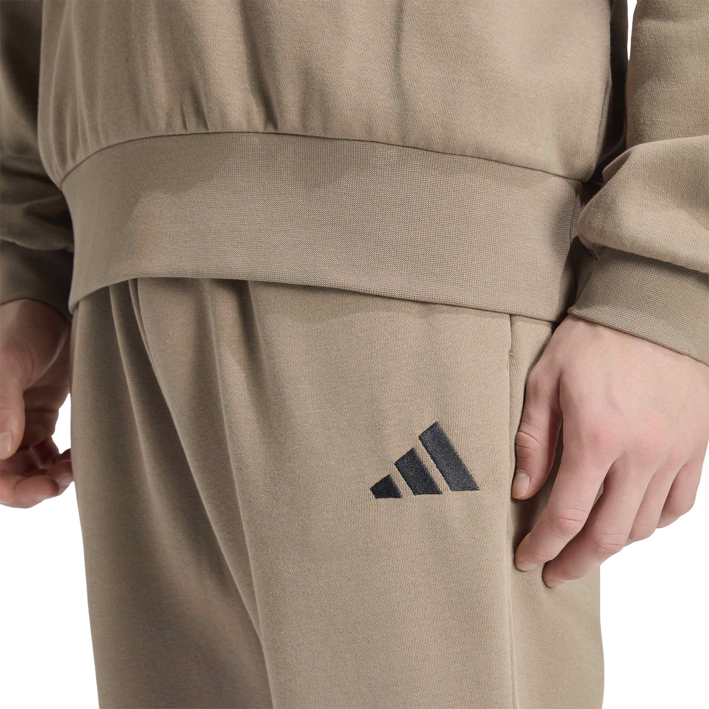 adidas Hombre Essentials Feelcozy Fleece Pants, Khaki Six/Black, S