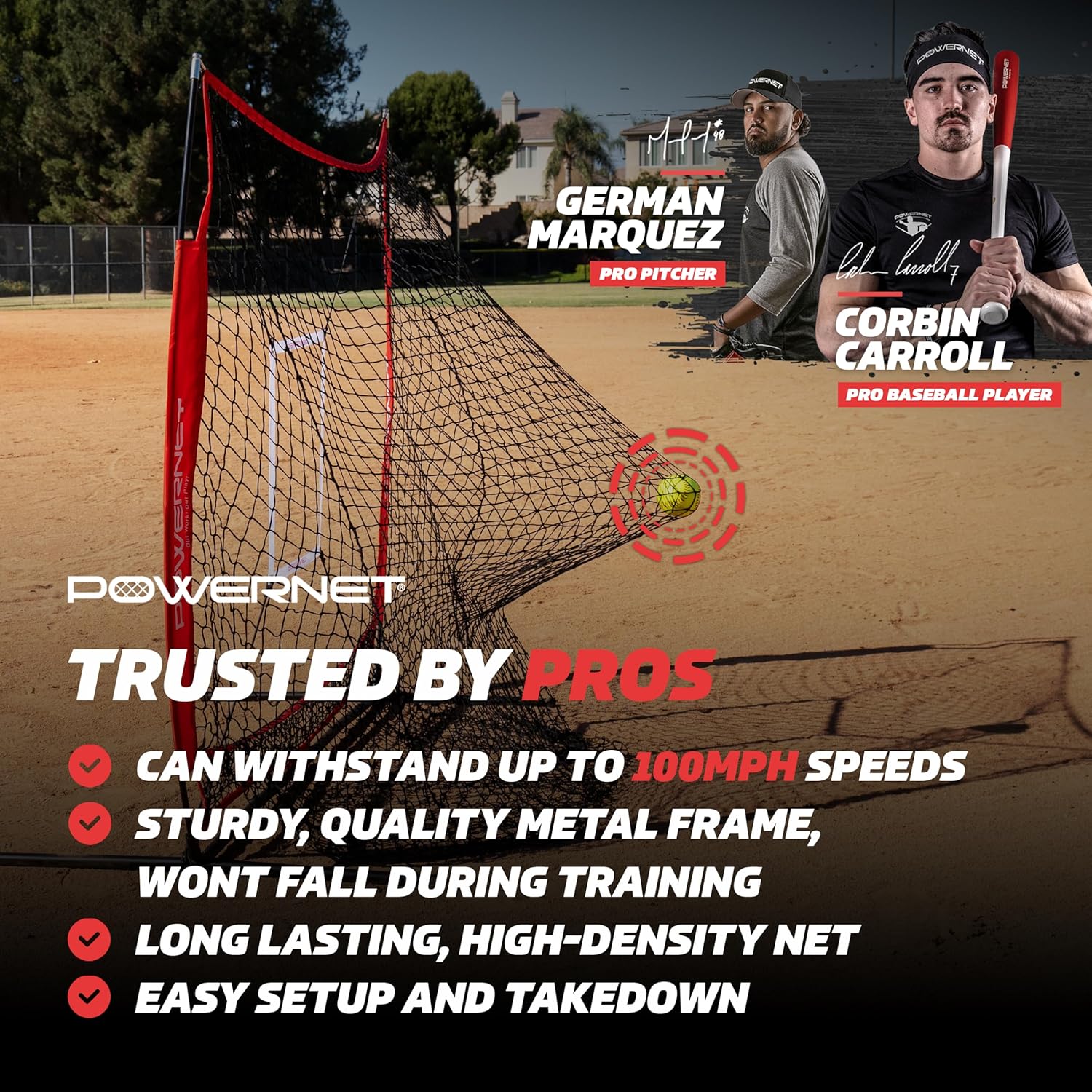 PowerNet Baseball Net Bundle, 5x5 Travel Net With Softball Accessories for Hitting, Pitching, Training Equipment, Weighted Ball, Tee