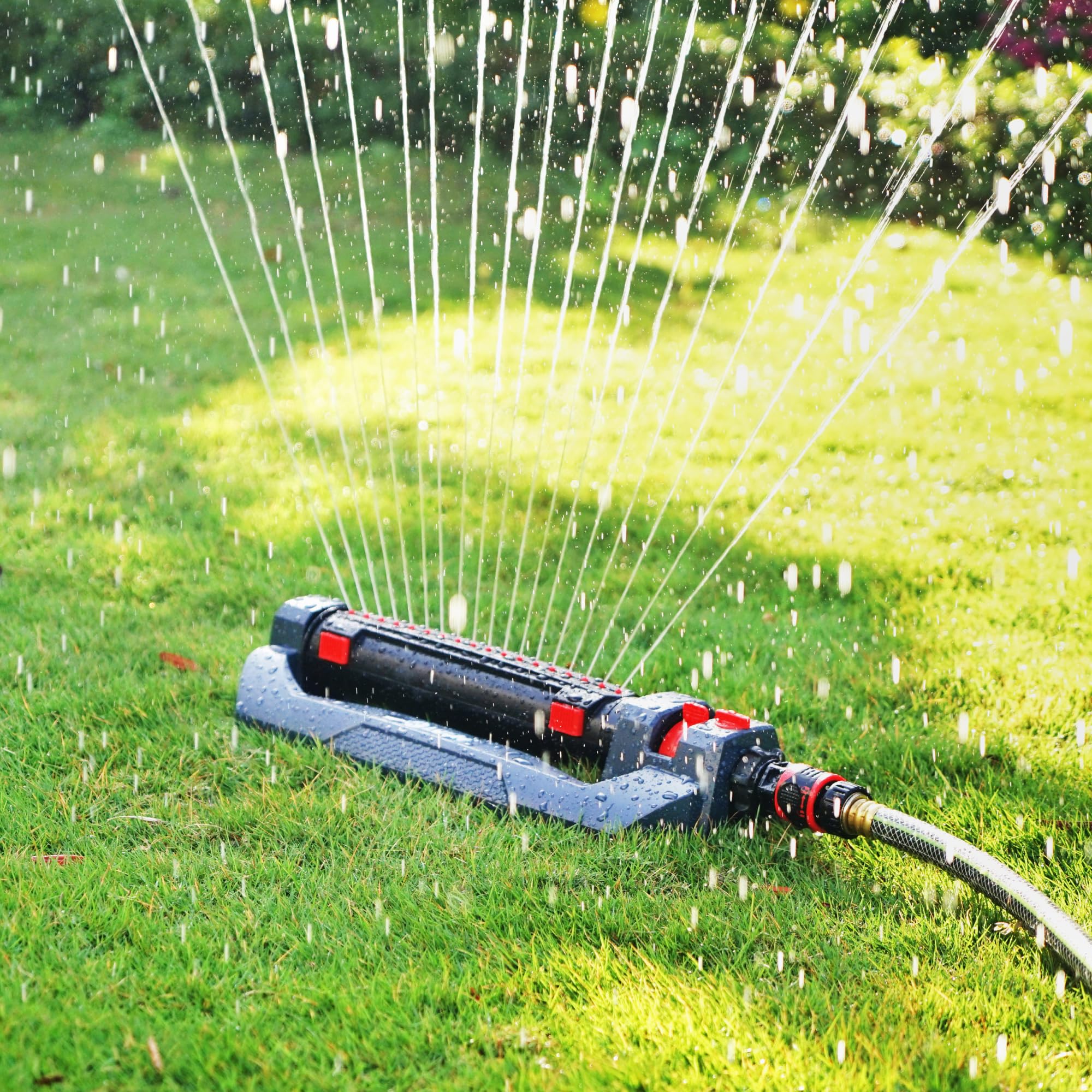 Eden Irrigatore oscillante turbo a 3 vie per grandi giardini e prati, con connettore rapido, copre fino a 4.000 mq (modello #94094)