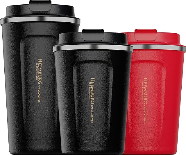 Coffee to Go Travel Mug Stainless Steel Thermos with Double Wall Insulation 100% Leak-Proof for Coffee or Tea (Black, 350 ml)