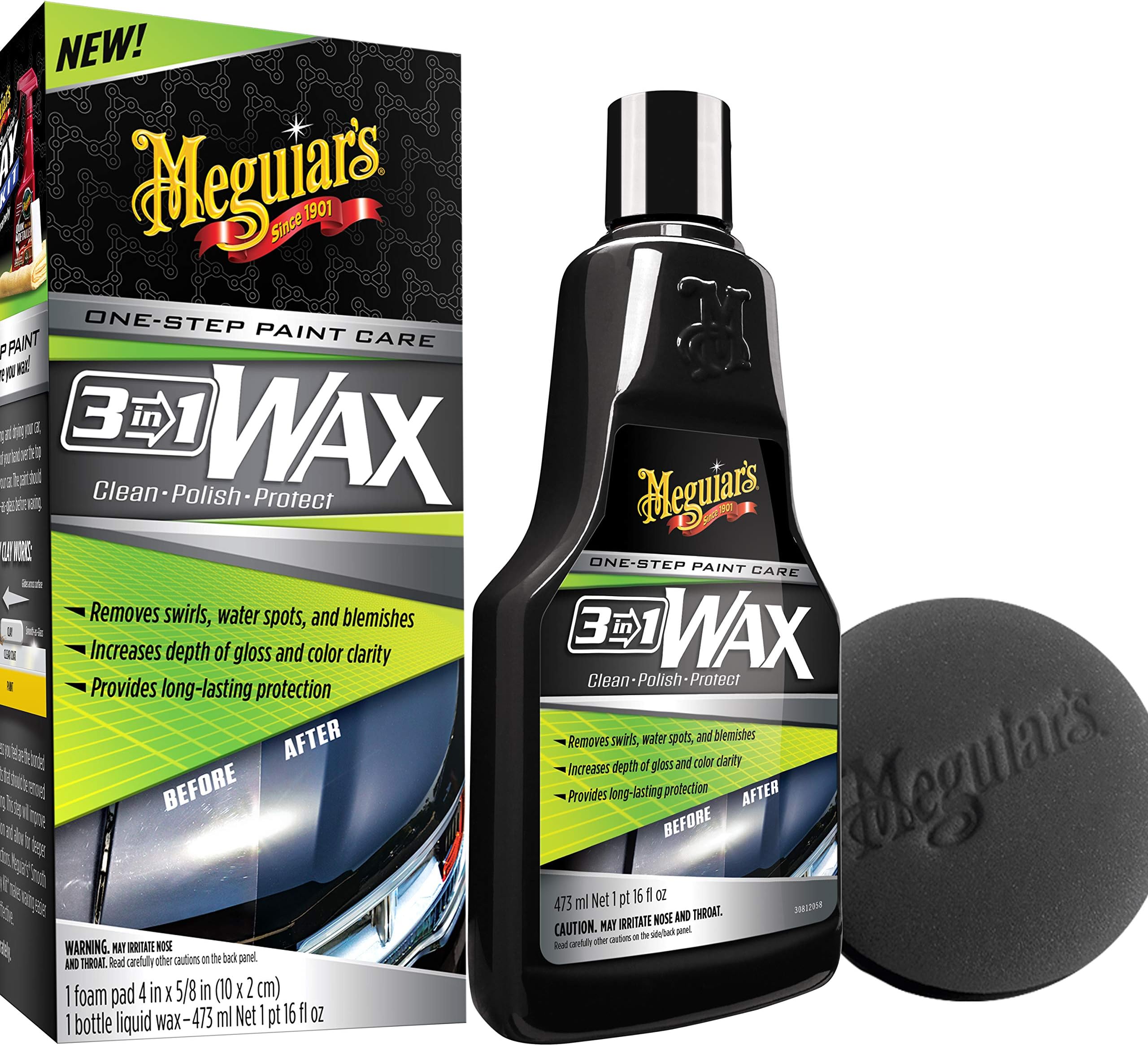 3-in-1 Wax, Advanced Cleaner Wax that Blends Defect and Scratch Removal with Car Polishing, Keep Your Car Care Simple With an All in One Product, 16 Oz