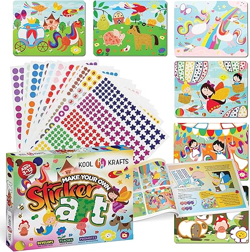 KOOL KRAFTS Pegatinas artísticas de puntos 8 diseños grandes y coloridos Pintura libre de desorden Libro de calcomanías para niños, kits de