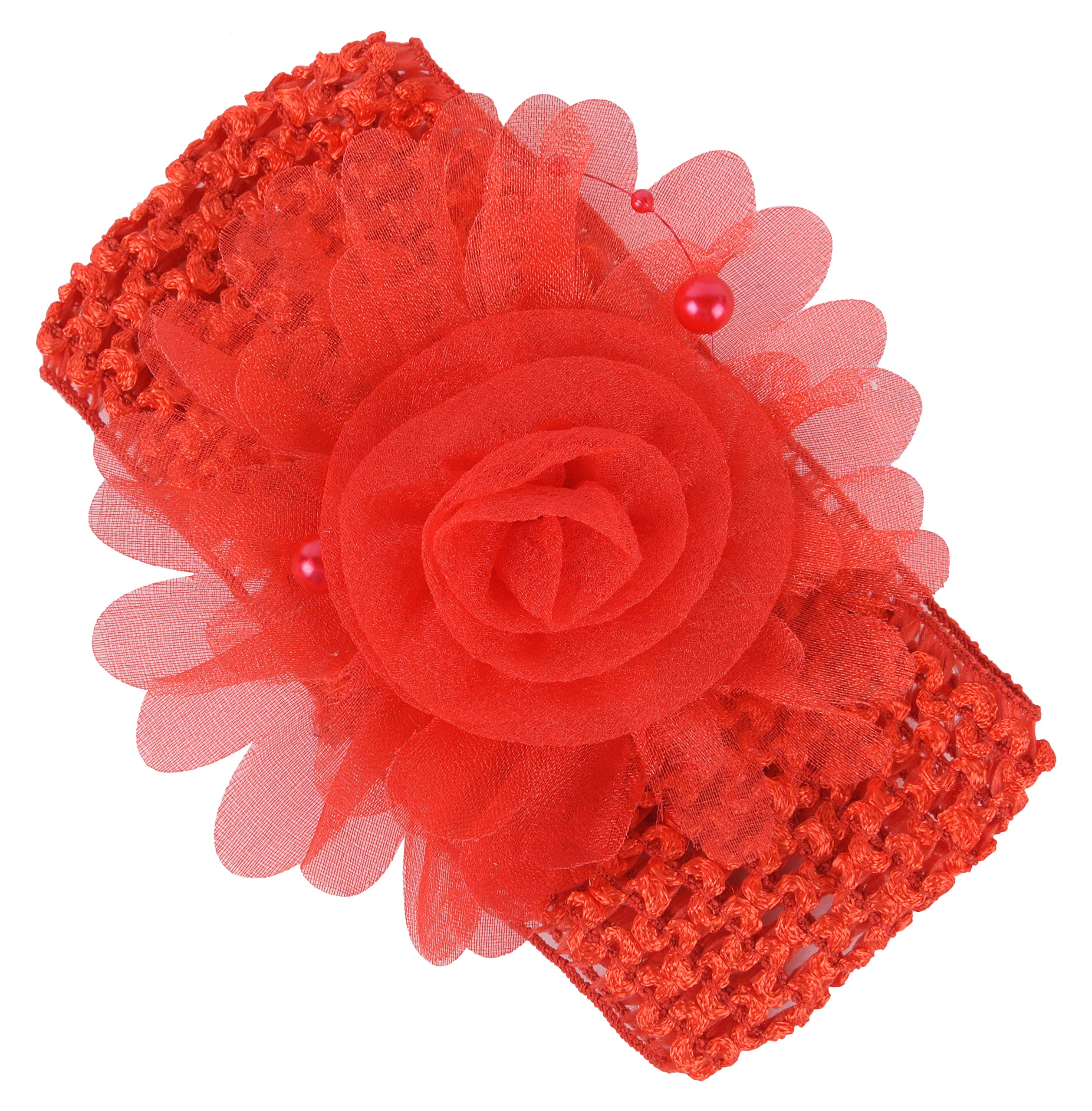 Yellow Bee Ruffle Flower Infant Headbands Combo - Red