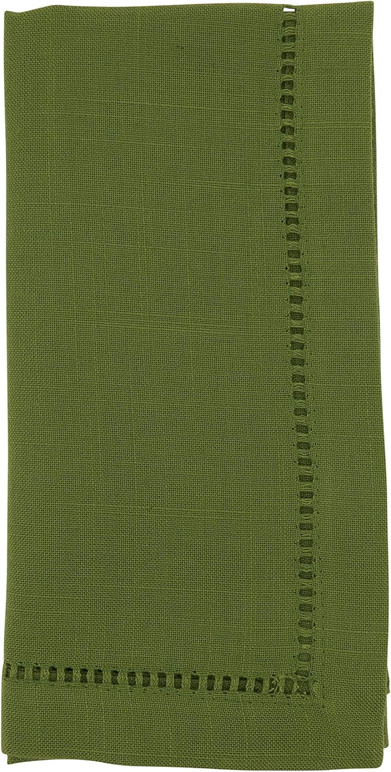 Saro Lifestyle Dinner Napkin with Hemstitched Border (Set of 12), Kiwi, 20"