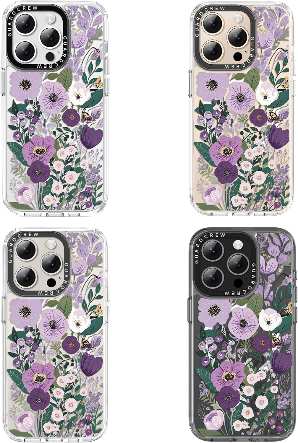 Magnetic for iPhone 16 Pro Case,Compatible with Magsafe [Crashproof 11FT Military-Grade Drop Test] Shockproof Clear TPU Bumper Slim Phone Cover Case for iPhone 16 Pro-Purple Bouquet