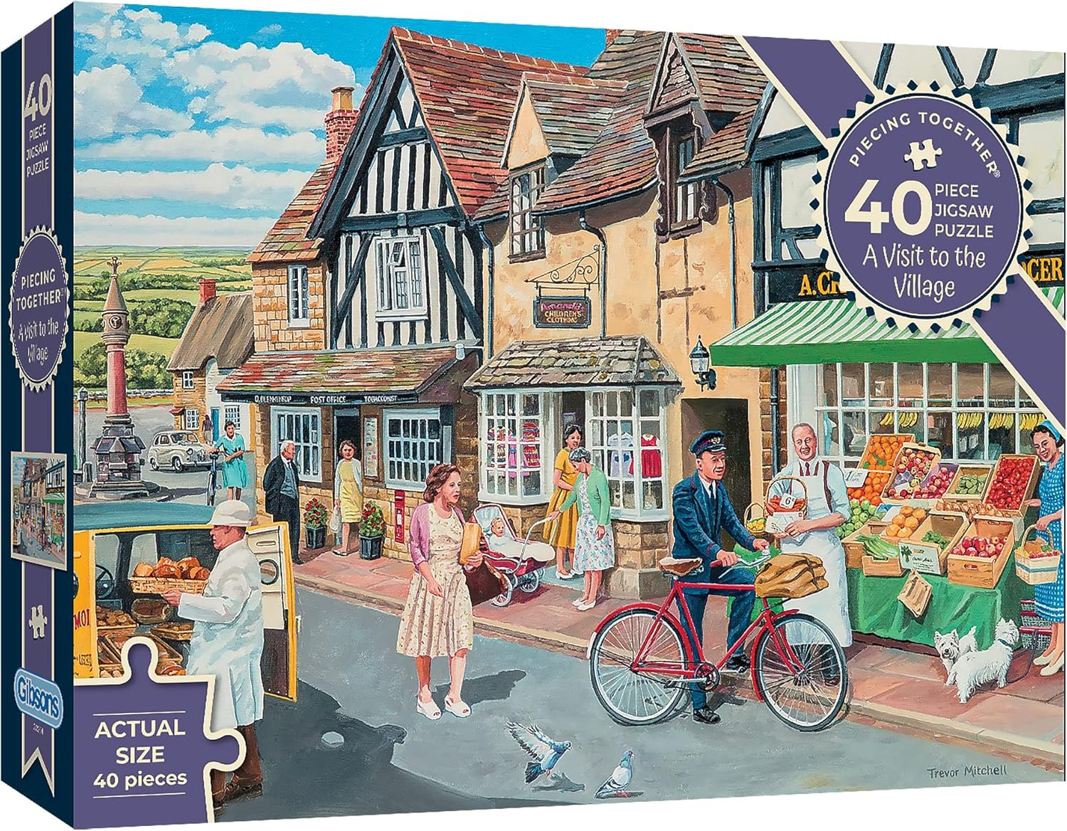 Een bezoek aan het dorp 40 XXL-puzzel | Groot stuk legpuzzel | Duurzame puzzel voor volwassenen | Premium 100% gerecycled bord | Geweldig cadeau voor volwassenen | Gibsons Games