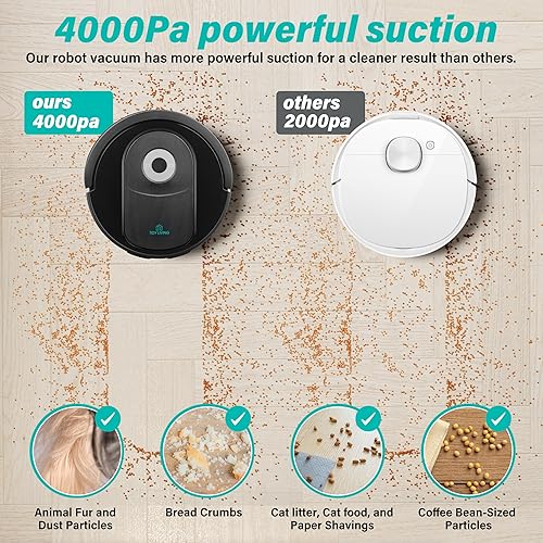 Miniatura 2 de Robot aspirador y trapeador combinado, 4000 pa automático con tanque de agua y cubo de basura, robot de aspiradora inteligente de carga automática