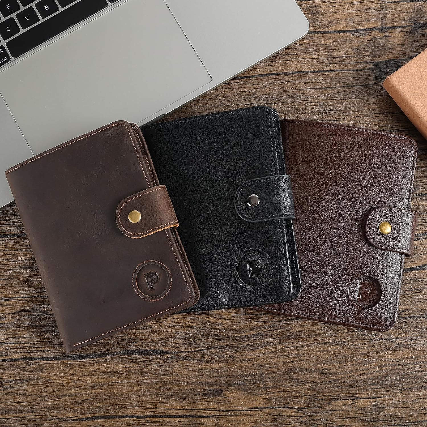 Polare Luxury RFID Blocking Leather Passport Holder Travel Wallet For Men and Women (Coffee with AirTag Slot(Snap Version)) image 5