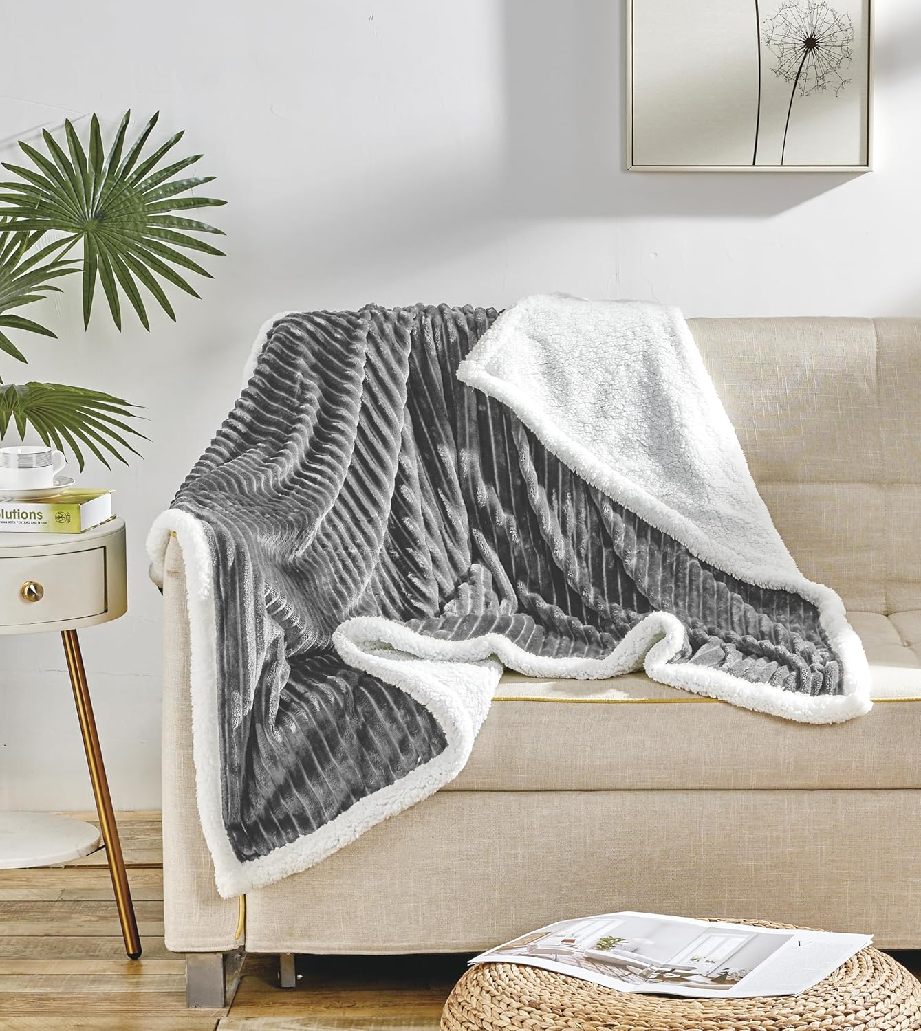 Sherpa Corduroy Throw Blanket (50" x 60") - Lilac