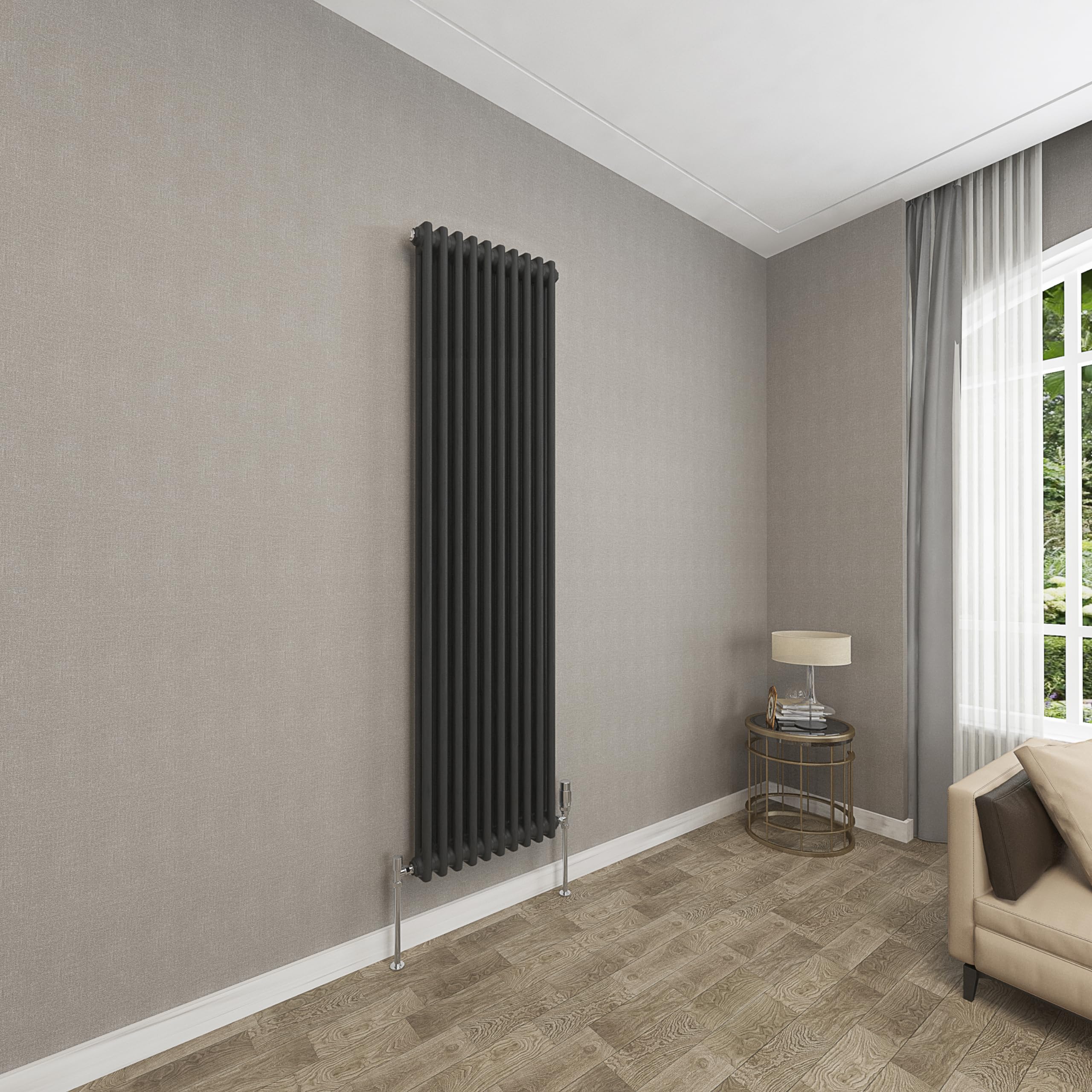 Sky bathroom 1800x470mm Vertical Black Cast Iron 2 Column Radiator Traditional Upright Central Heating Radiator