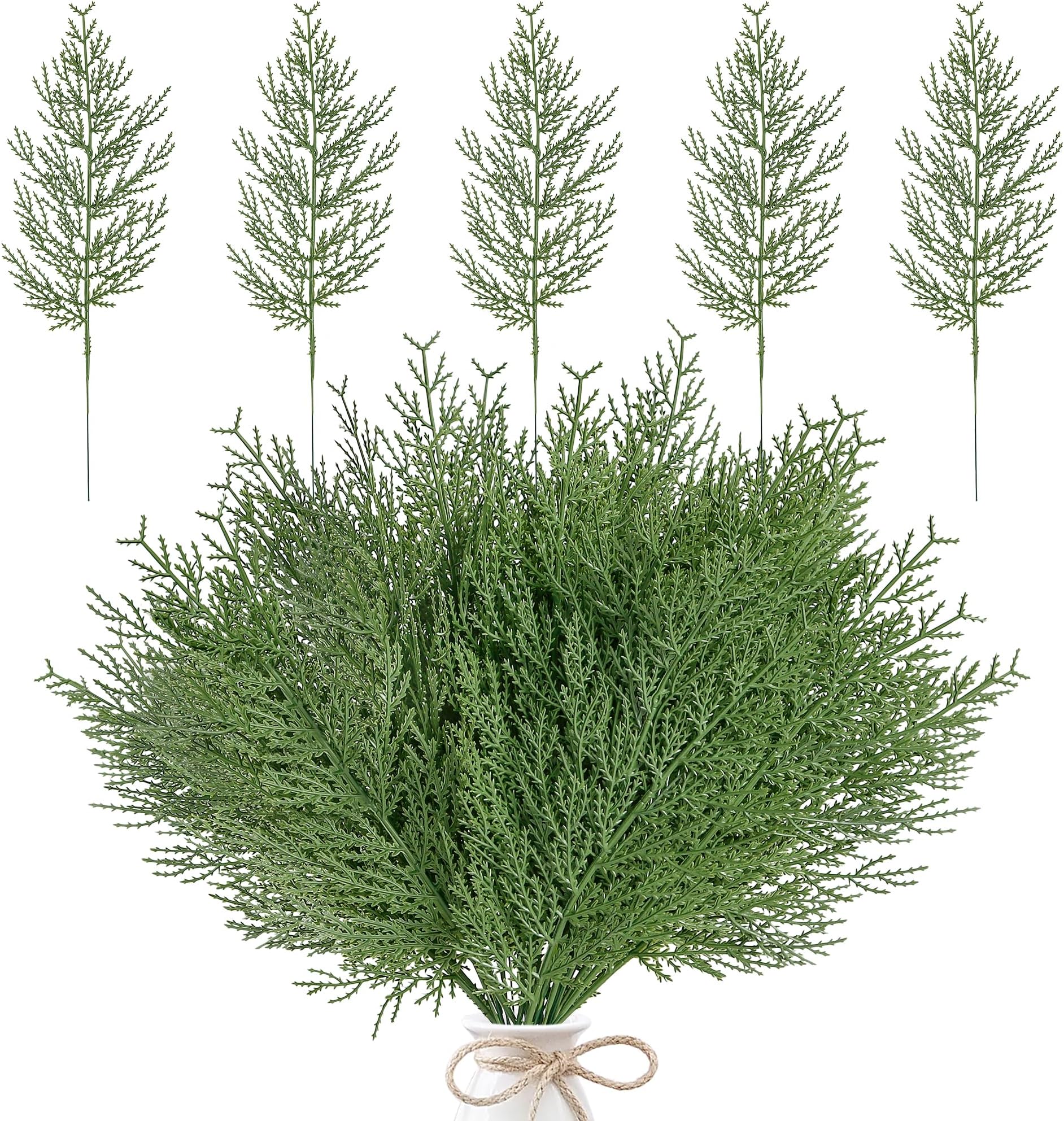 TheStriven 36 Pièces Branches De Sapin Pour Guirlande Branches De Pin Artificiel Plantes Vertes Branches Sapin Artificielles Faux Branches De Pin Artificielles Pour Décoration De Noël (Blanc