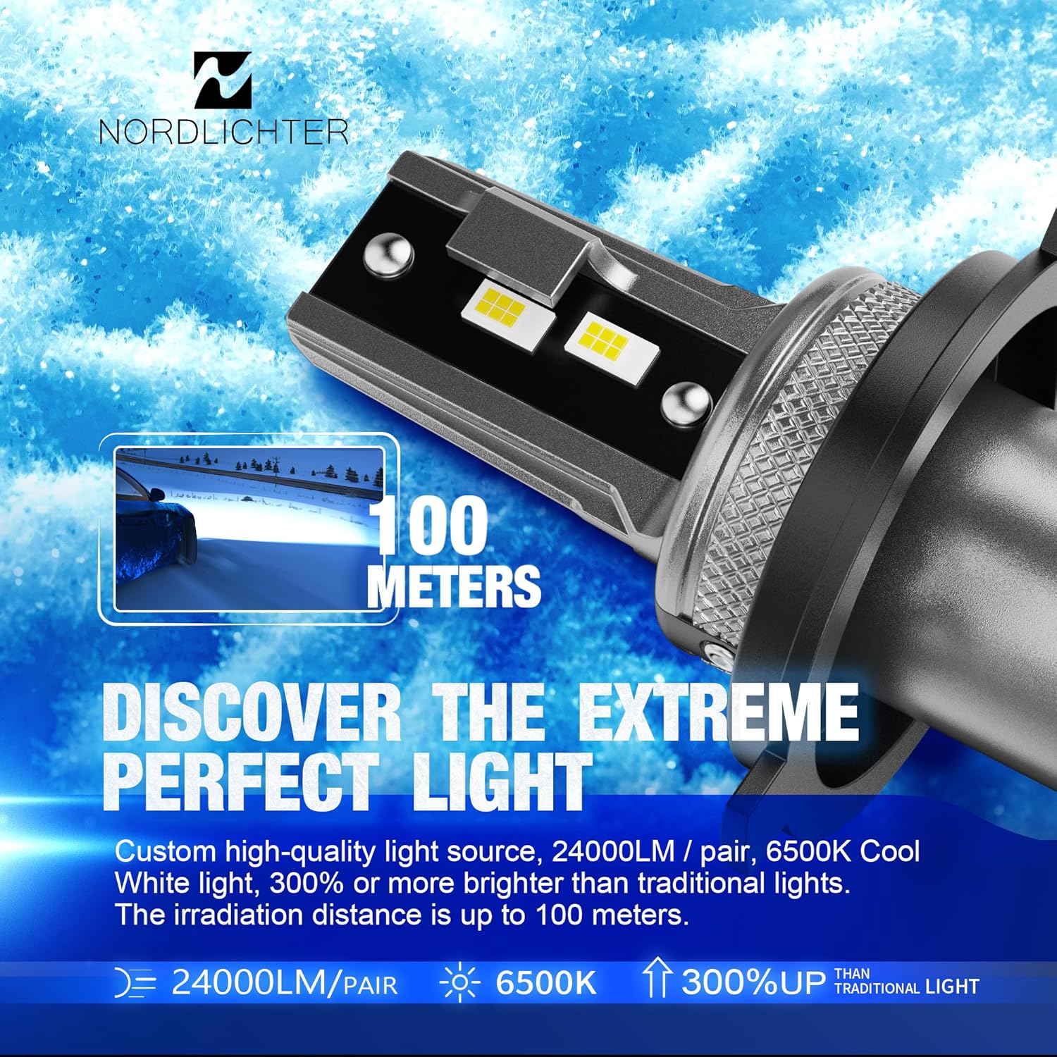 H4 9003 Bulbs, 9003 H4 Fog Light 300% Brightness 1:1 Mini Size 6500K Xenon White Fanless Wireless Bulbs for Tacoma Tundra 4Runner FJ Cruiser Highlander RAV4 Sequoia (Pack of 2)