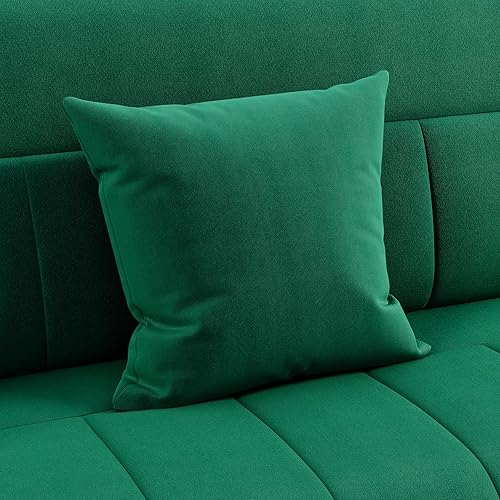 Miniatura 8 de Yaheetech Sofá moderno de 2 plazas de 56.6 pulgadas de ancho, sofá de tela de terciopelo de lujo con brazos y patas de metal dorado para dormitorio,