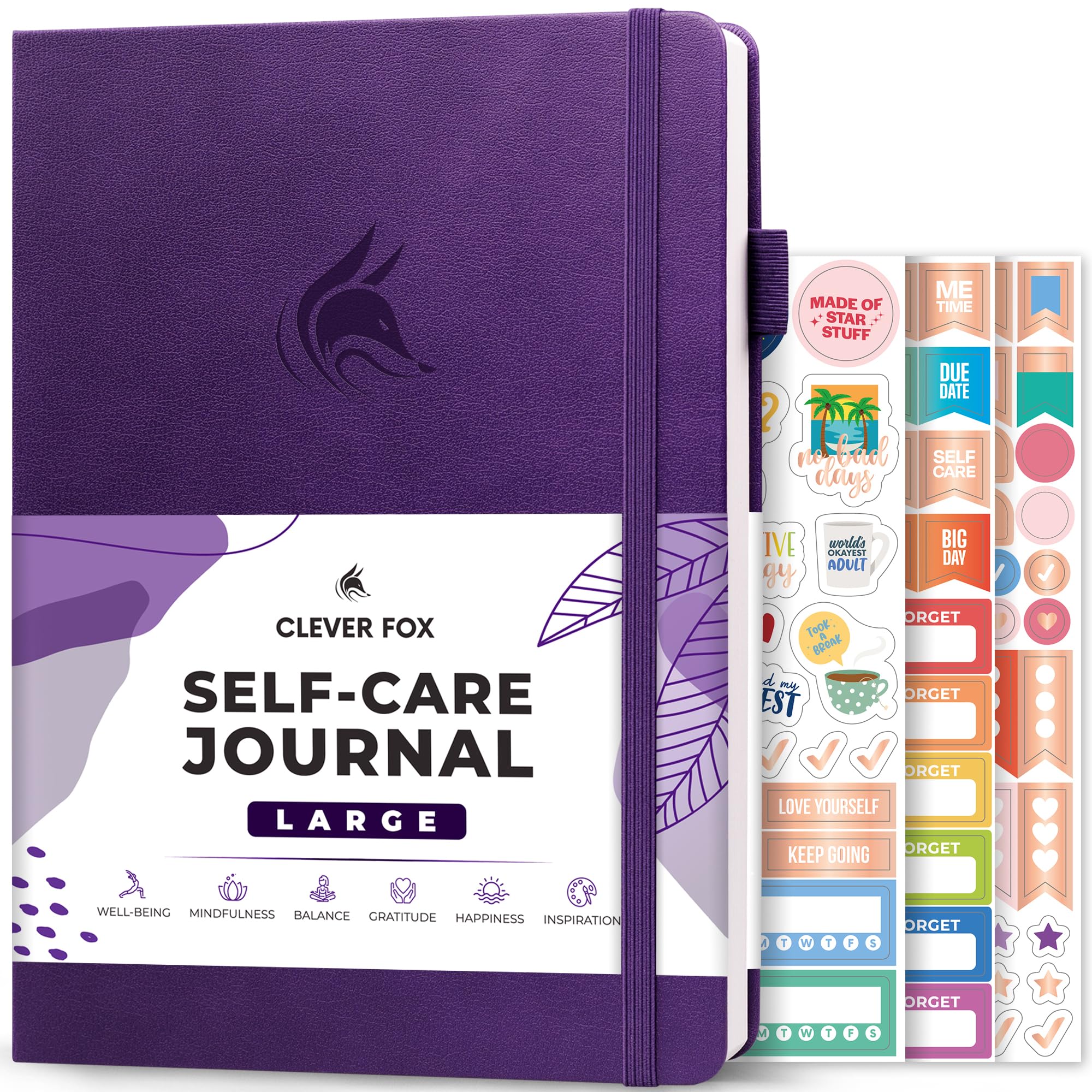 Clever Fox Diario per la cura di sé, diario benessere e riflessione quotidiana, per la salute mentale e lo sviluppo personale, diario per la cura di sé, meditazione e umore, per donne e uomini, grande