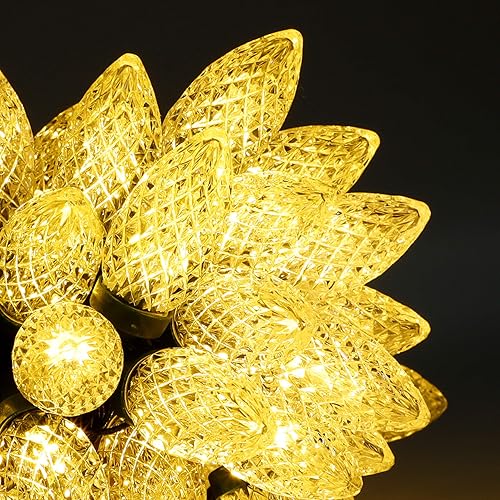 Blissun Cadena de luces LED C9 de Navidad, 50 luces LED de 33 pies de Navidad al aire libre con adaptador de seguridad de 29 V, cadena de luces