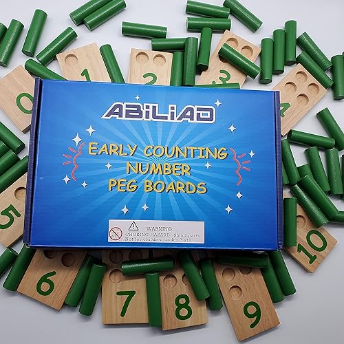 Miniatura 7 de Tableros de madera con números 0-10 con 57 clavijas, enseña el concepto de cero, par e impar, contar, reconocimiento numérico, desarrolla