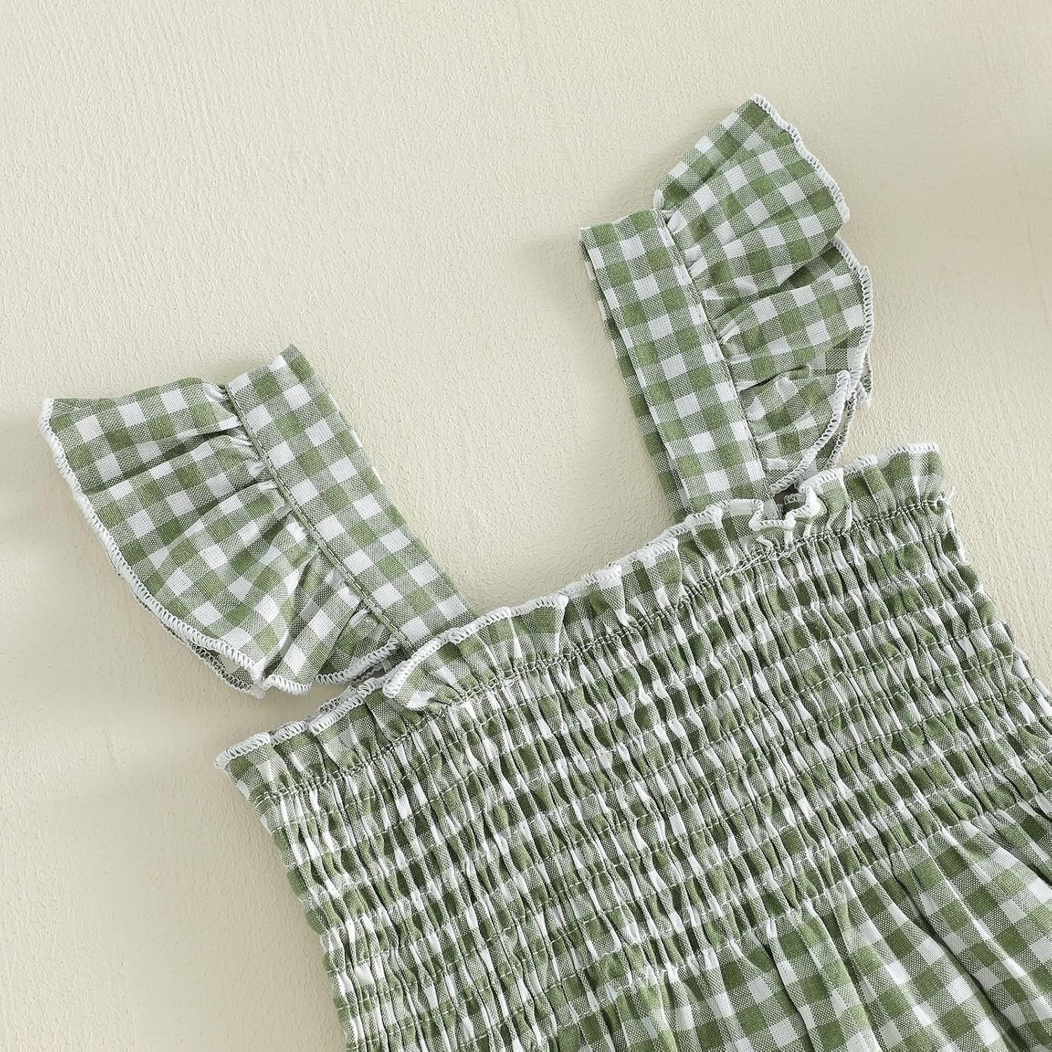 VISGOGO Toddler Girl Summer Outfits Plaid Baby 6M 12M 18M 2T 3T 4T 5T Dress Smocked Ruffle Strap Cami Tops Pants 2 Pcs Set