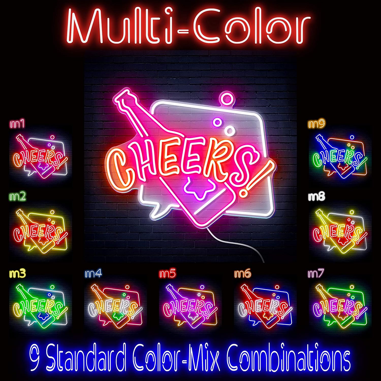 ADVPRO Cheers with Beer Extra-Large Ultra-Bright LED Neon Sign - Multi-Color 2 - st16s54-fn-j0039-m2