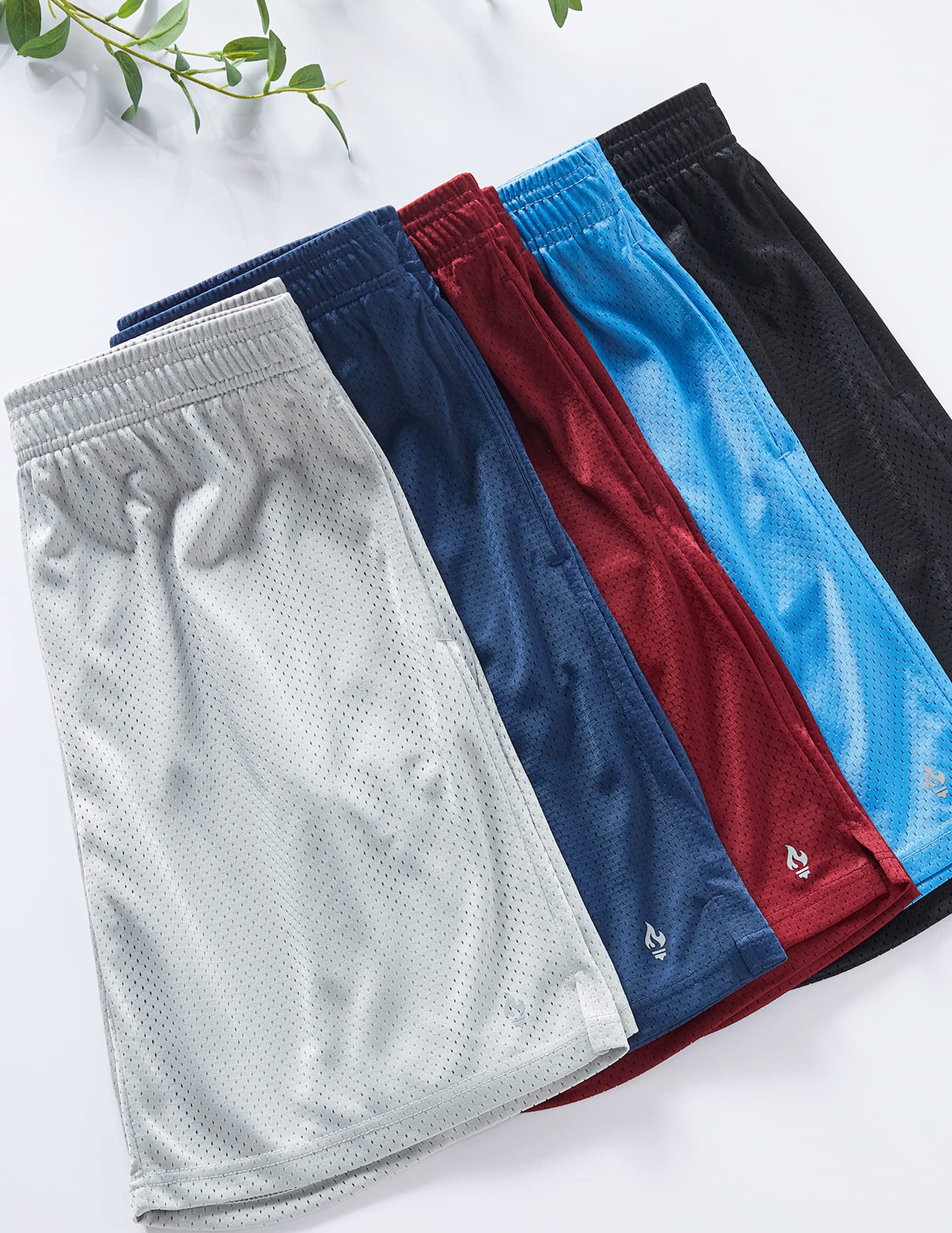 Liberty Pro 5 Pack Big Boys Youth 7 Inch Athletic Mesh Performance Shorts with Pockets (Ed.1, Small)