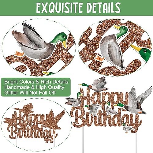 Miniatura 5 de Decoración para pastel de pato de malarda, pato malardo, feliz cumpleaños, decoración de cumpleaños de caza de patos, decoración de cumpleaños de