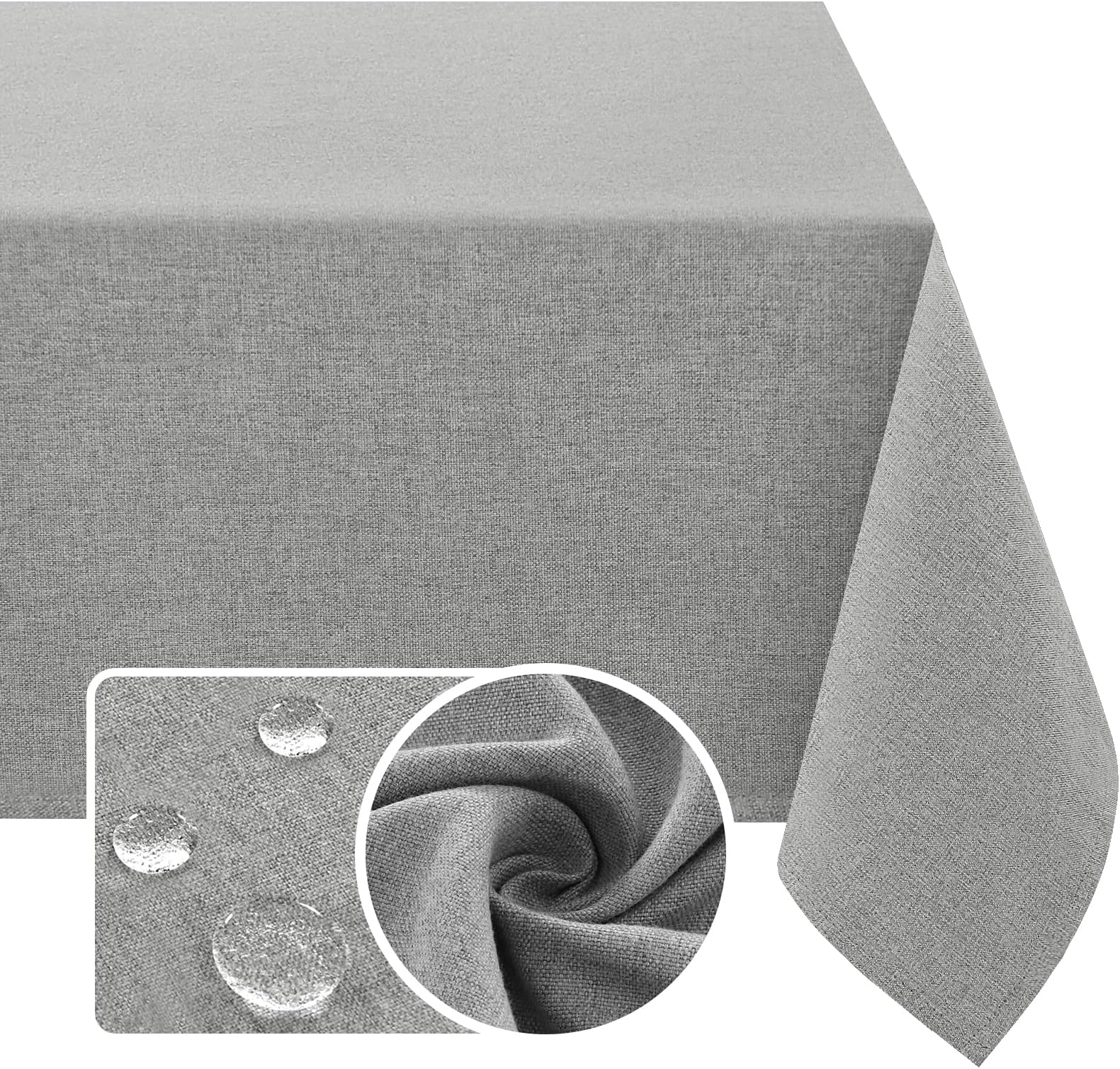 H.VERSAILTEX Linen Textured Tablecloth 60 x 120 Waterproof Decorative Table Cloth Spill-Proof Linen Look Cover for Party Table Extra Soft and Thick Fabric Wrinkle Free, Heather Gray