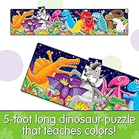 Vista 2 de The Learning Journey Rompecabezas largo y alto – Dinosaurios bailarines de color – Rompecabezas preescolar de 51 piezas de 5 pies de largo – Regalos