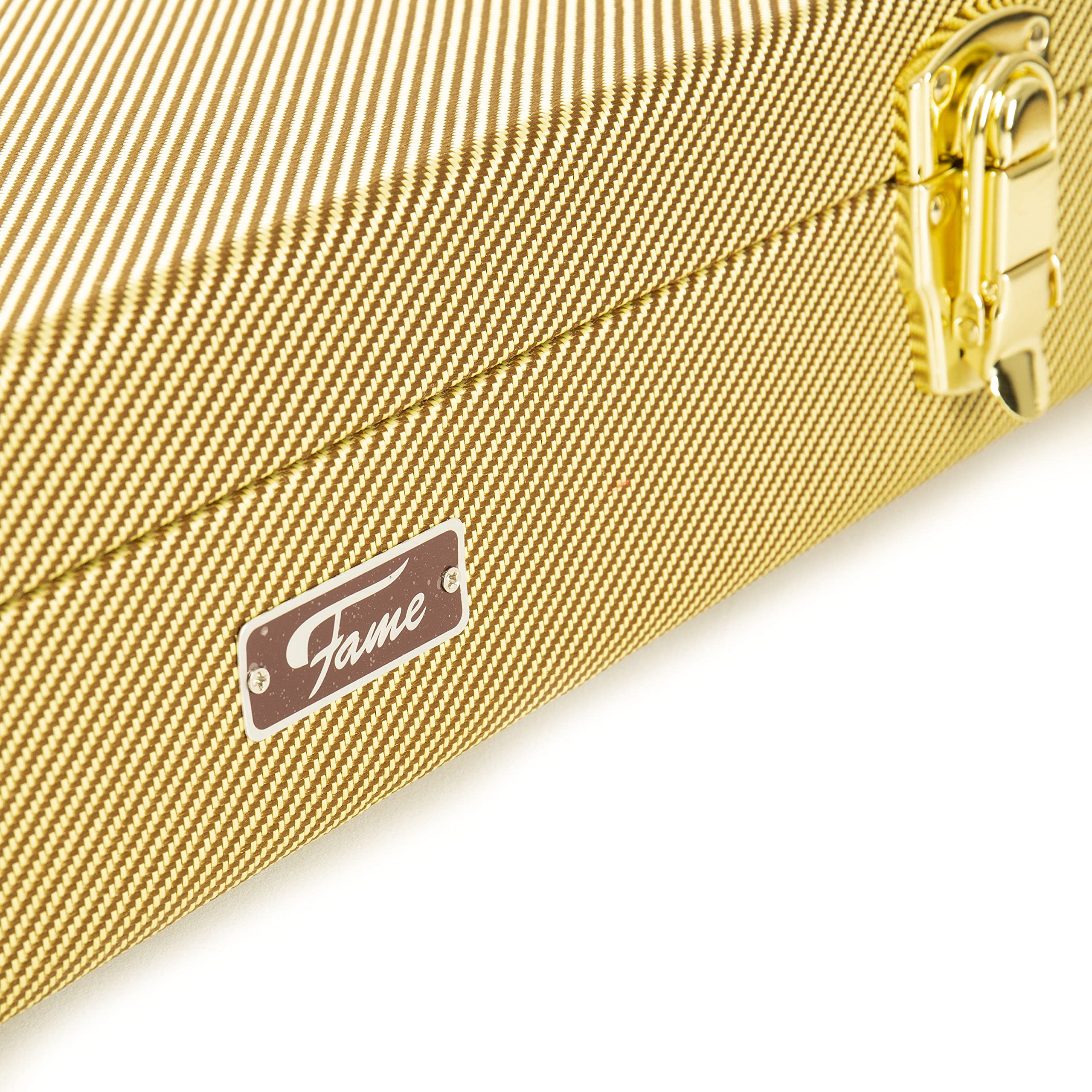Fame Tweed Case Electric Bass, Robuster Formkoffer mit Tweed-Überzug, Holzkern, Plüsch-Innenfutter, Zubehörfach