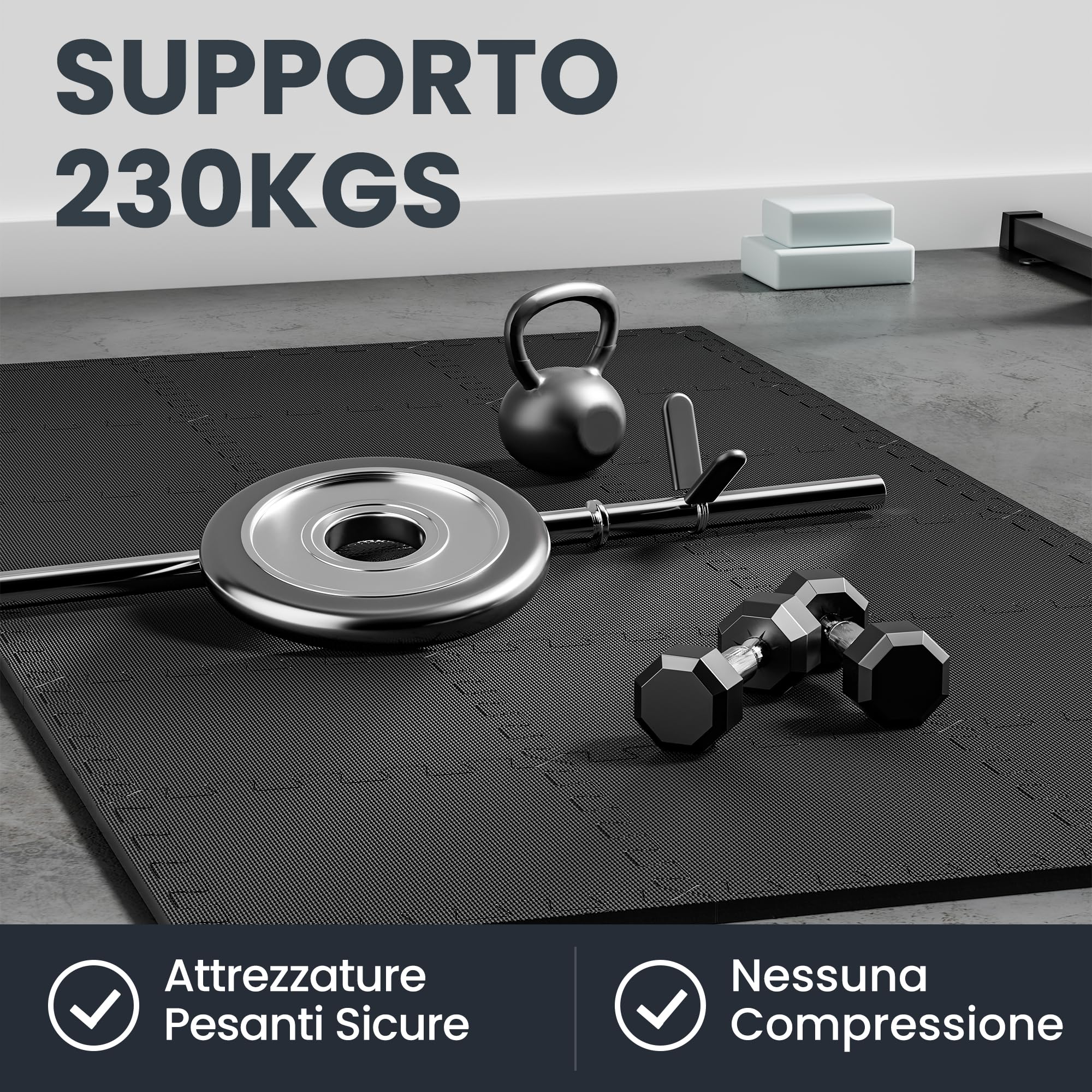 Ultrasport Tappeto Palestra - 54 Pezzi - Tappeto Puzzle Pavimento Gomma Palestra - Materassino da Palestra Antiscivolo - Protezione Antiurto per Pavimenti, Pesi, Dischi, Ginnastica e Piscina