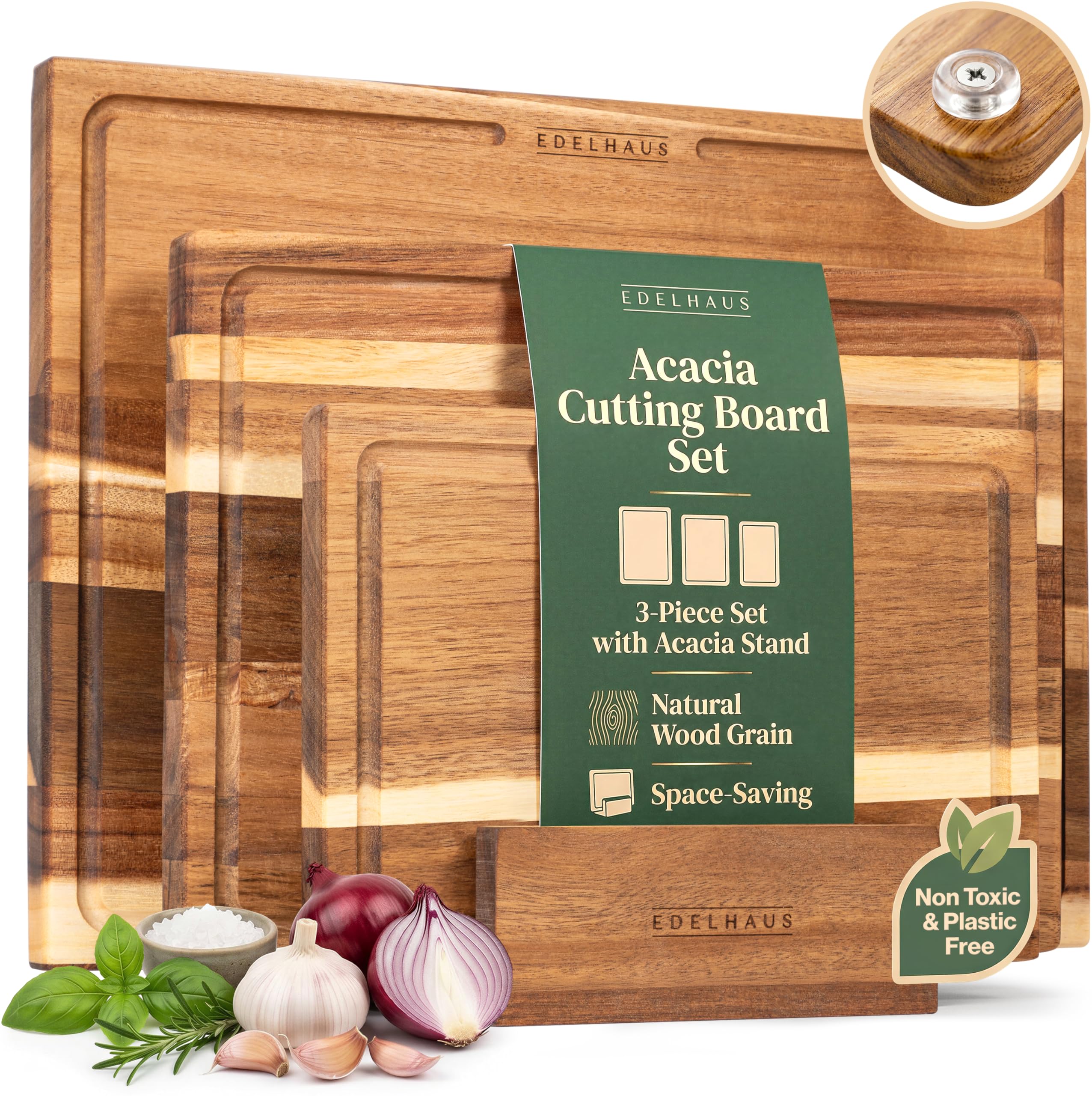EDELHAUS Acacia Wood Cutting Board Set of 3