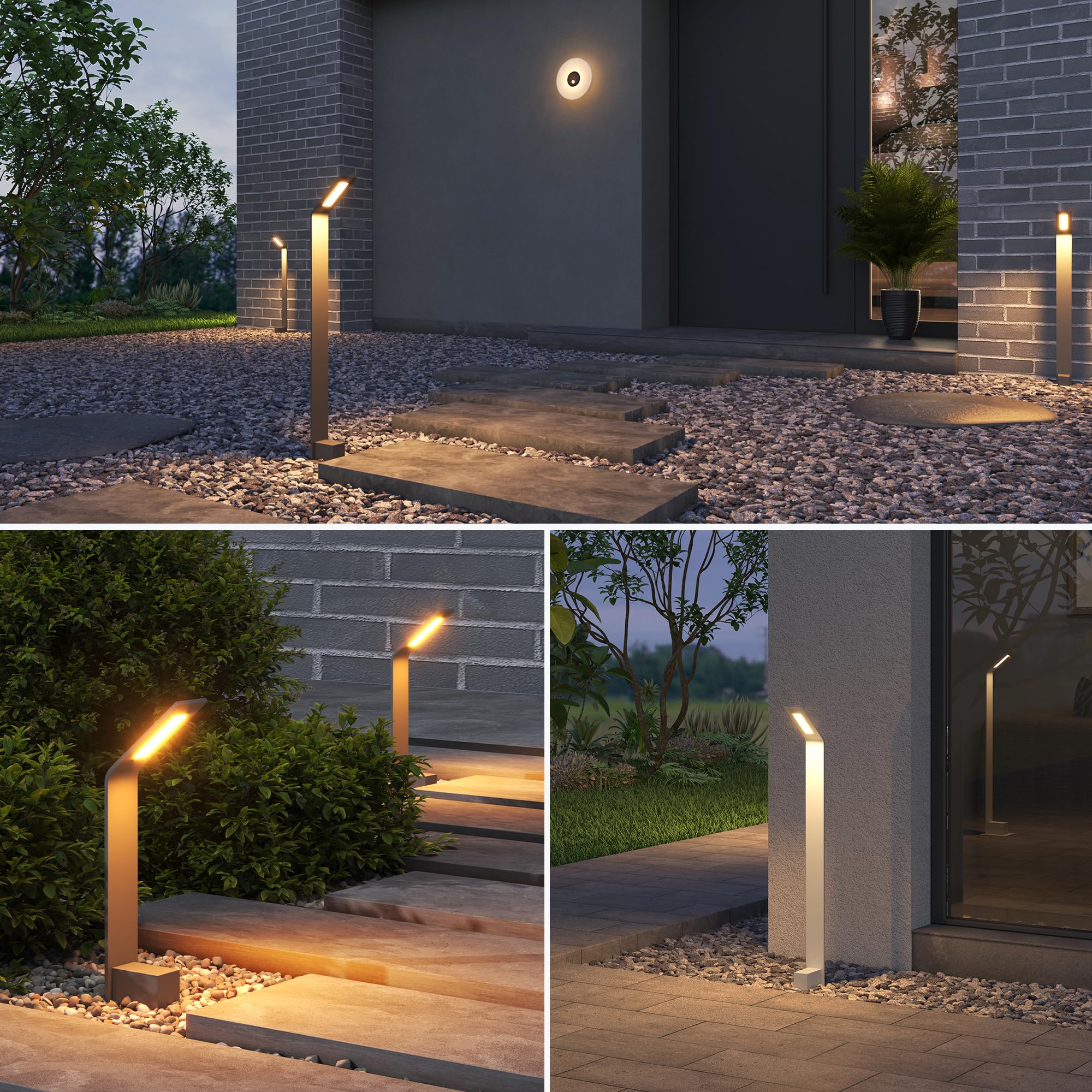 doporro Lampione da Giardino 80 cm IP65 con LED 6W 3000K – Paletto Luminoso da Esterno in Alluminio Grigio Scuro per Sentieri, Vialetti, Terrazze e Cortili, Design Moderno | Lampada da giardino per esterni, 3000 K, luce bianca calda, 128 x 98 x 808 mm, gr