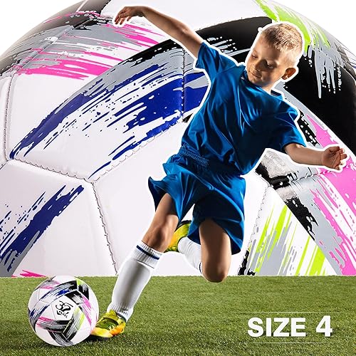 Miniatura 5 de Balón de fútbol de tamaño 2345 con bomba y bolsa, pelota desinflada, paquete de 1, 2 o 3 unidades, color blanco y negro clásico, pelota de fútbol