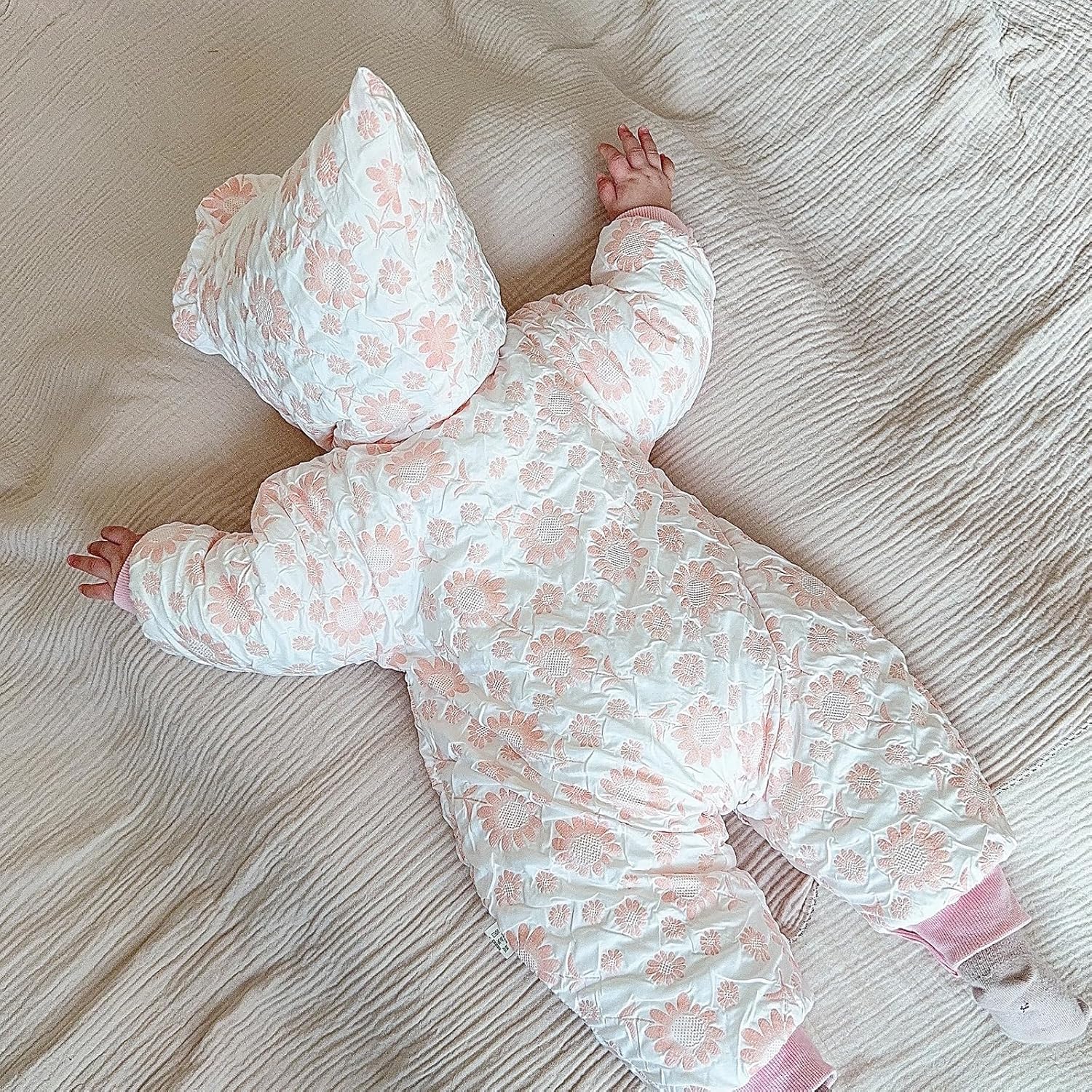 Neonata Cappotto Invernale Bambino con Cappuccio Giacca Tuta da Neve Ispessito Carino Floreale Tuta Vestito