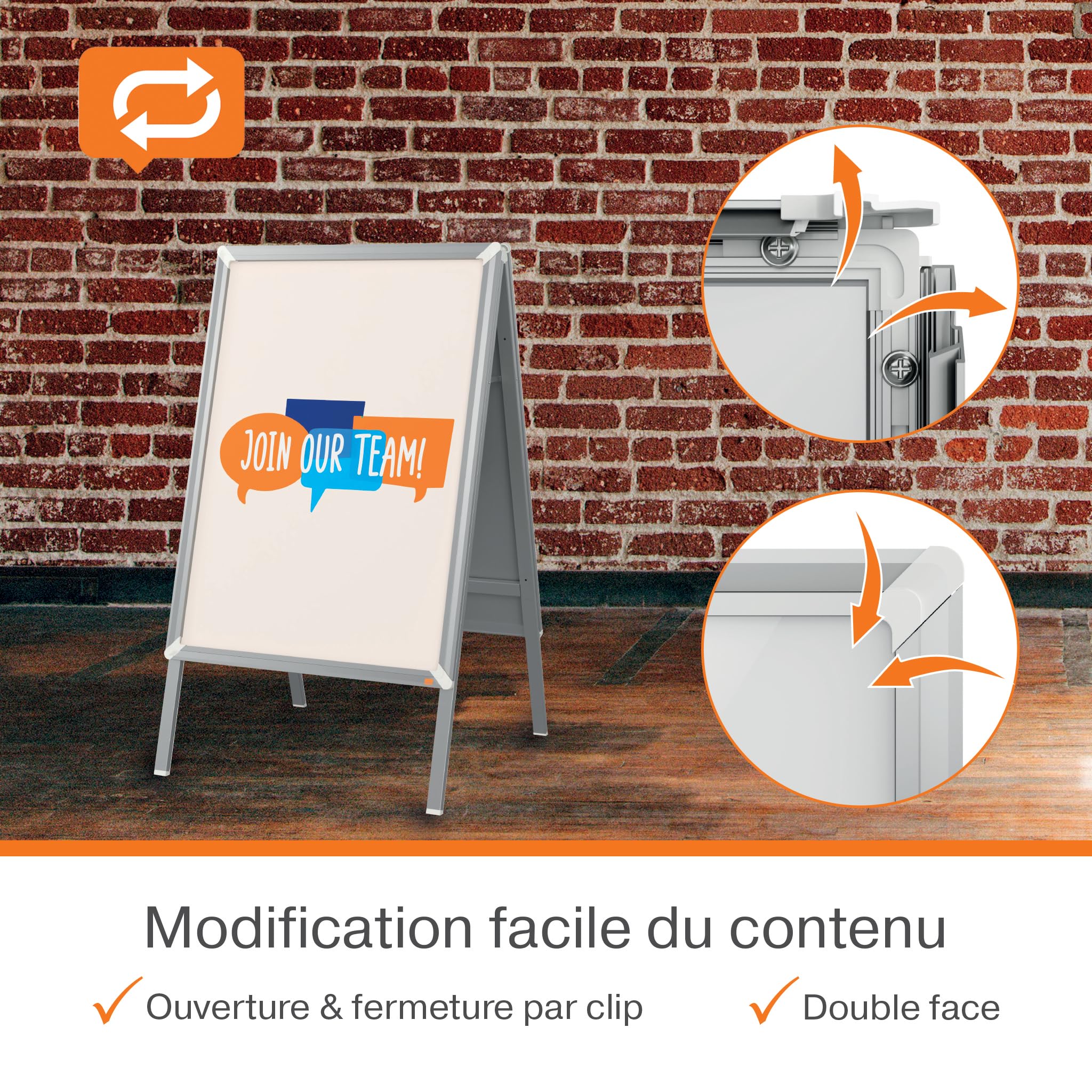 Nobo Premium Plus Panneau Trottoir A1, double face pour usage extérieur