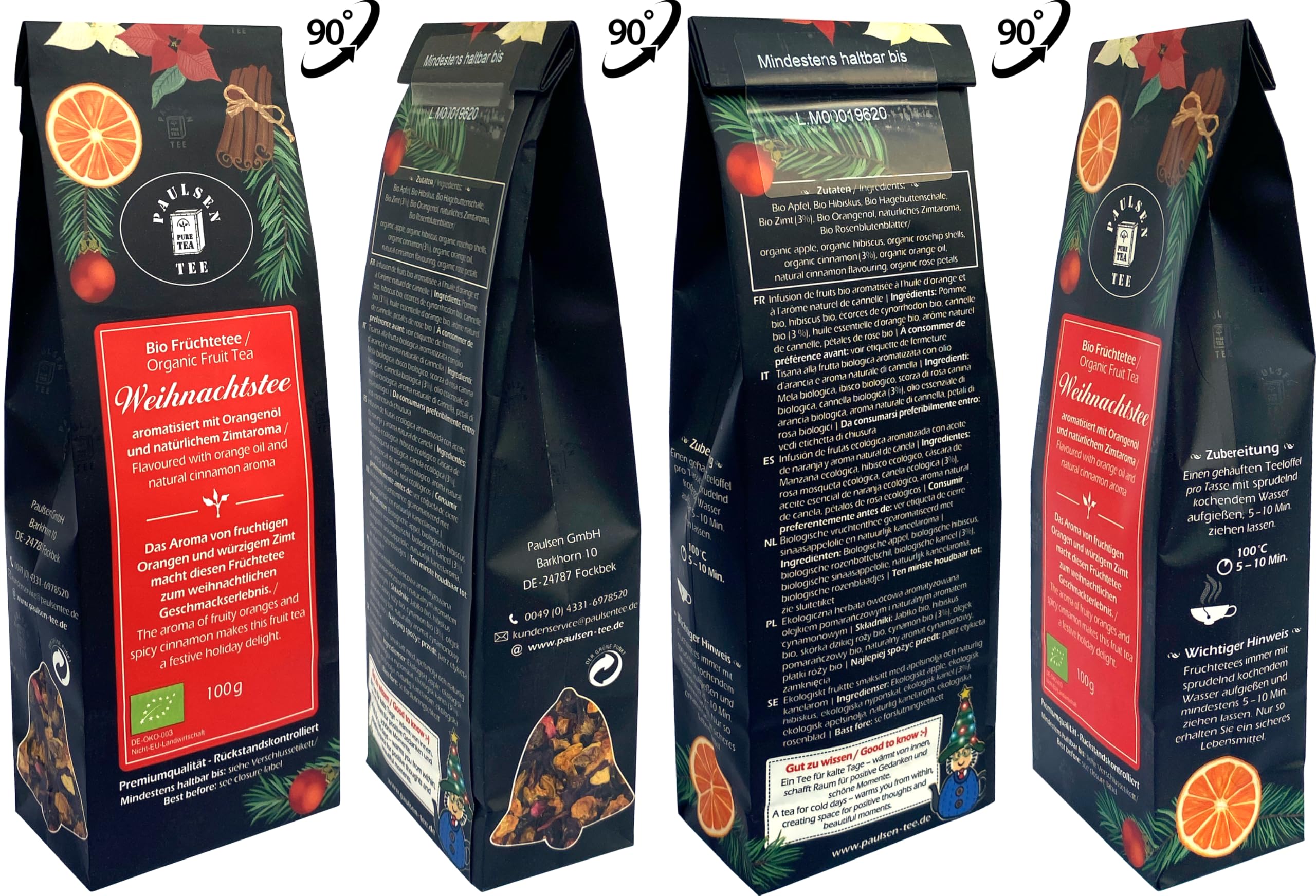 Té de Navidad orgánico 10 x 100g Paulsen Tee Té de frutas