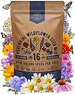Organo Republic 16 Perennial Wildflower Seeds Mix for Indoor & Outdoors. 100,000+ Non-GMO, Heirloom Wildflower Garden Seeds, 4oz Packet for Growing Wild Flowers to Attract Bees, Butterflies & Birds
