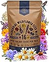 Organo Republic 16 Perennial Wildflower Seeds Mix for Indoor & Outdoors. 100,000+ Non-GMO, Heirloom Wildflower Garden Seeds, 4oz Packet for Growing Wild Flowers to Attract Bees, Butterflies & Birds