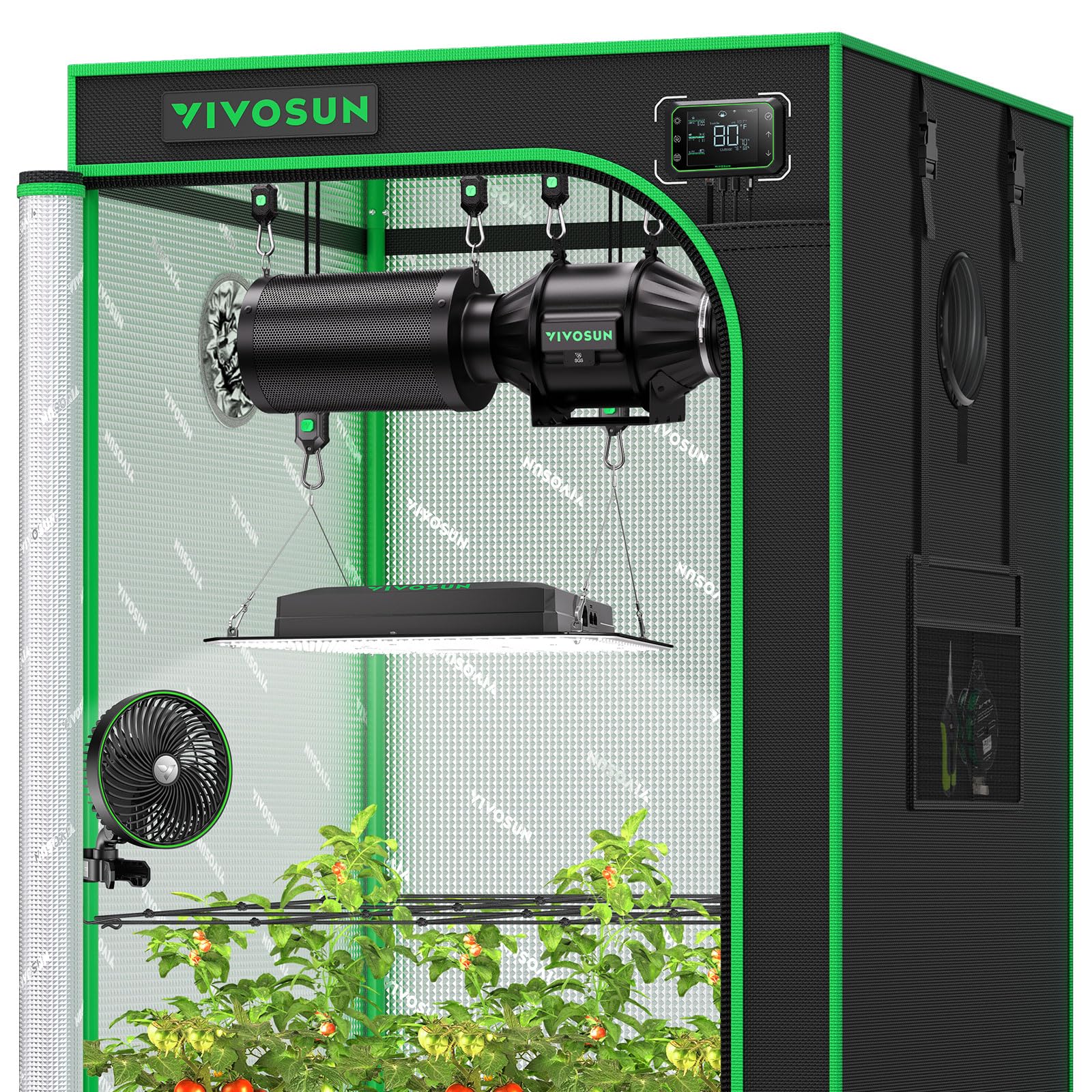 VIVOSUN Smart Grow Tent Kit Plus, 2.7 × 2.7ft 2-Plant Kit, WiFi-Integrated Automatic Control with GrowHub E42A+, 2-in-1 Tunable Spectrum LED Grow Light, 360° Ventilation & Circulation Control System
