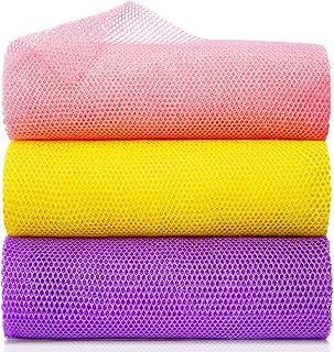 GIGULES African Net Sponge Exfoliating Bath Shower Scrubber Long Net Body Wash Cloth 3-Pack