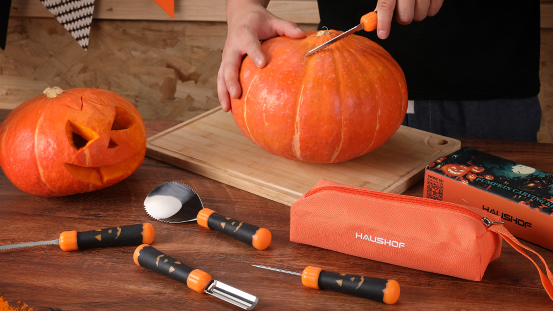 Amazon.com: HAUSHOF Pumpkin Carving Tools with Stencils, 5PCS