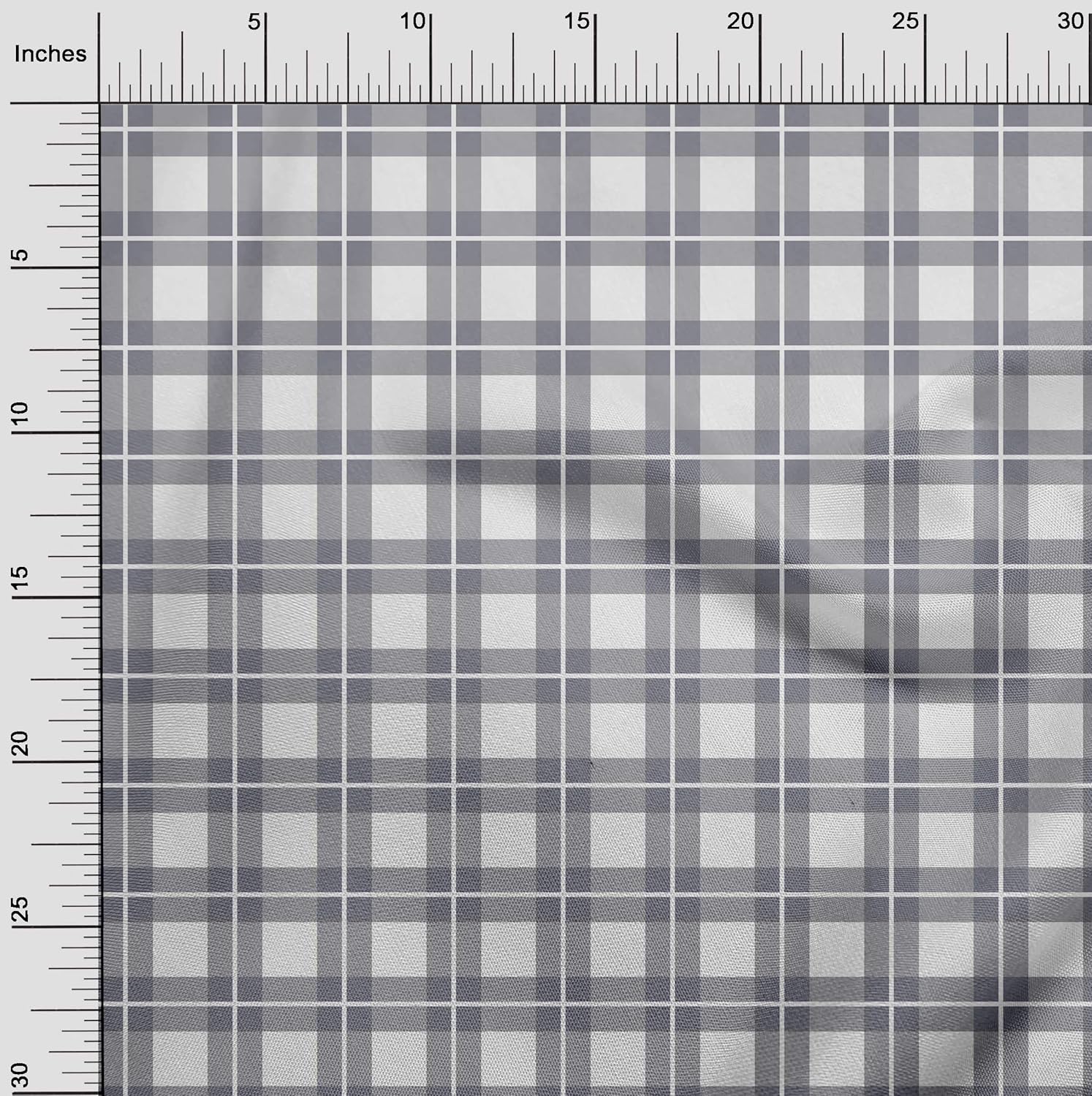 oneOone Polyester Spandex Gray Fabric Gingham Check Quilting Supplies Print Sewing Fabric by The Yard 56 Inches Wide