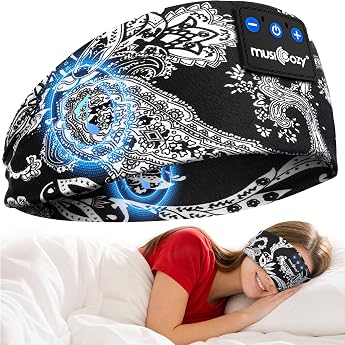 MUSICOZY Sleep Headphones Bluetooth 5.4 Breathable for Side Sleepers Soft Bluetooth headband sleep headphones ultra-thin speakers washable 14 hours for warm summer nights