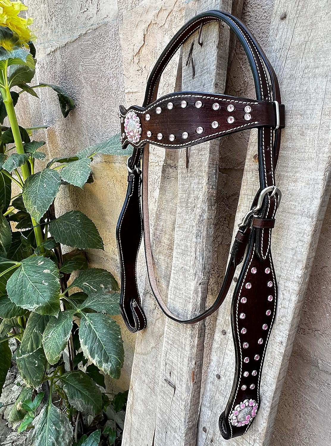 Hulara Top Grain Buff Leather Western Bridle and Breast Collar Set Tooled Headstall and Breastcollar Western Tack Set Horse Breast Collar Western Bridle Sets Horse Headstall and Breast Collar