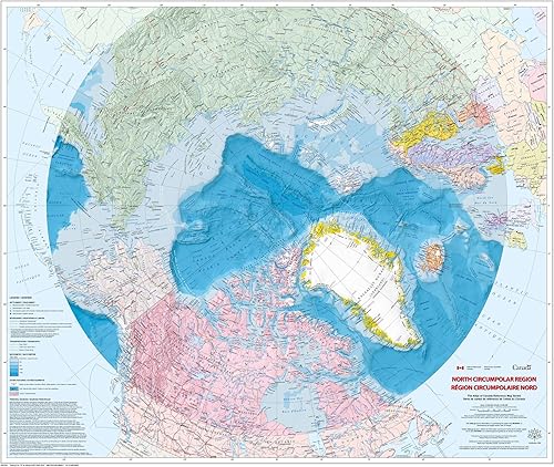 Miniatura 1 de Mapa de pared de la región circumpolar norte - bilingüe - Atlas of Canada - Laminado de 43" x 36.5"