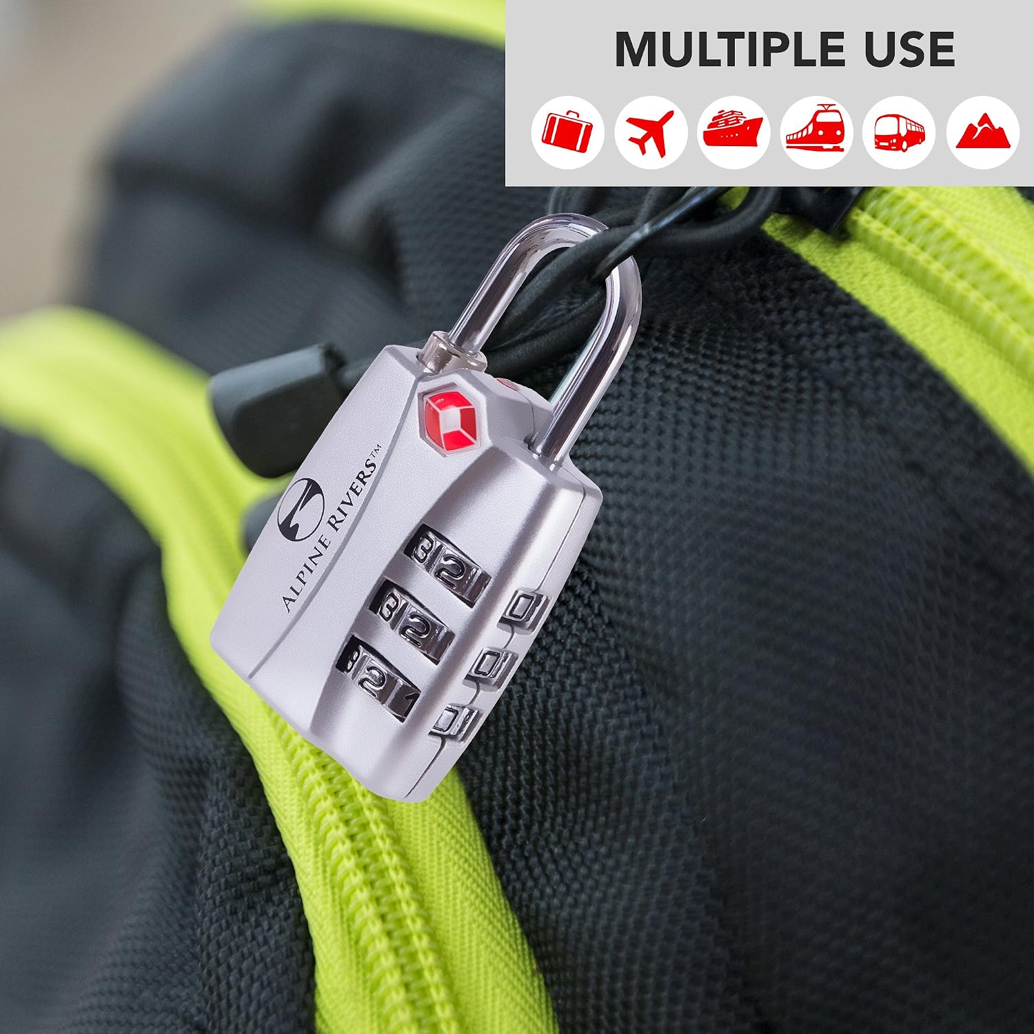 UltraTuff TSA Approved Lock - RED Open Alert Indicator for Luggage & Gym Lockers