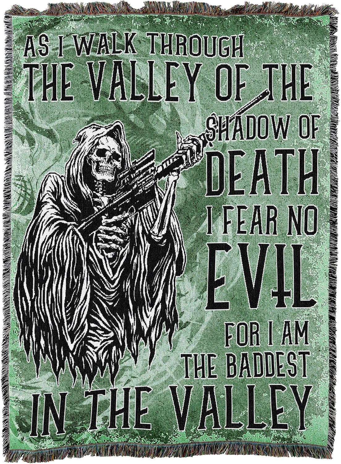 Pure Country Weavers Fear No Evil Blanket Green - Gift Military Tapestry Throw Woven from Cotton - Made in the USA (72x54)