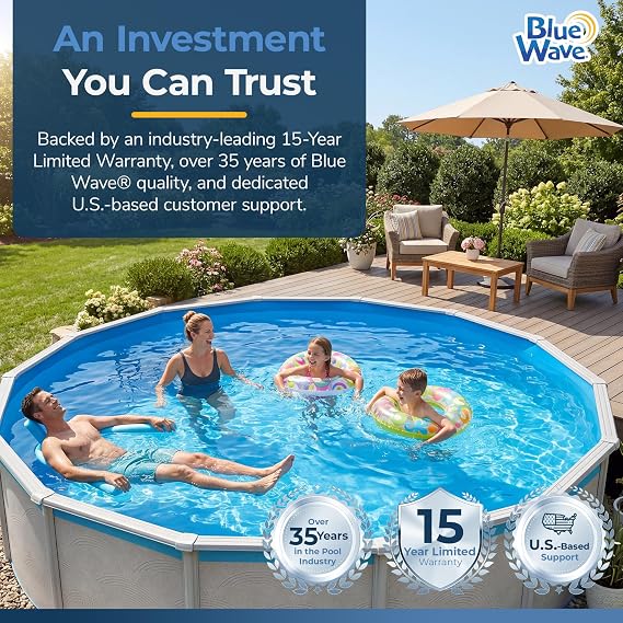 Blue Wave 12 ft Round Overlap Pool Liner for Above Ground Pools, Blue