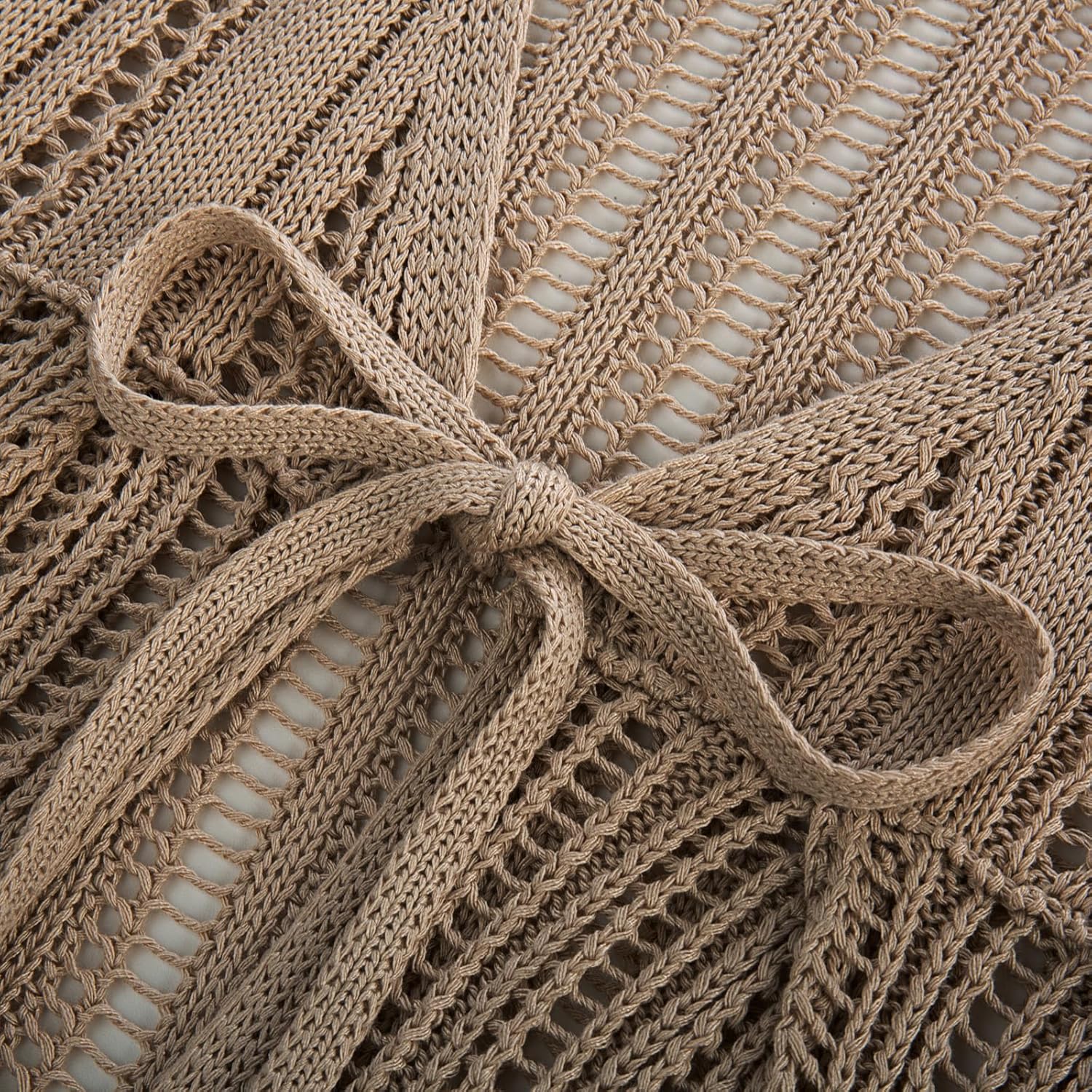 GRACE KARIN Womens Lightweight Crochet Cardigan Tie Front Cardigan 3/4 Sleeve Summer Sweater Kimono Beach Cover Up S-2XL - Image 5